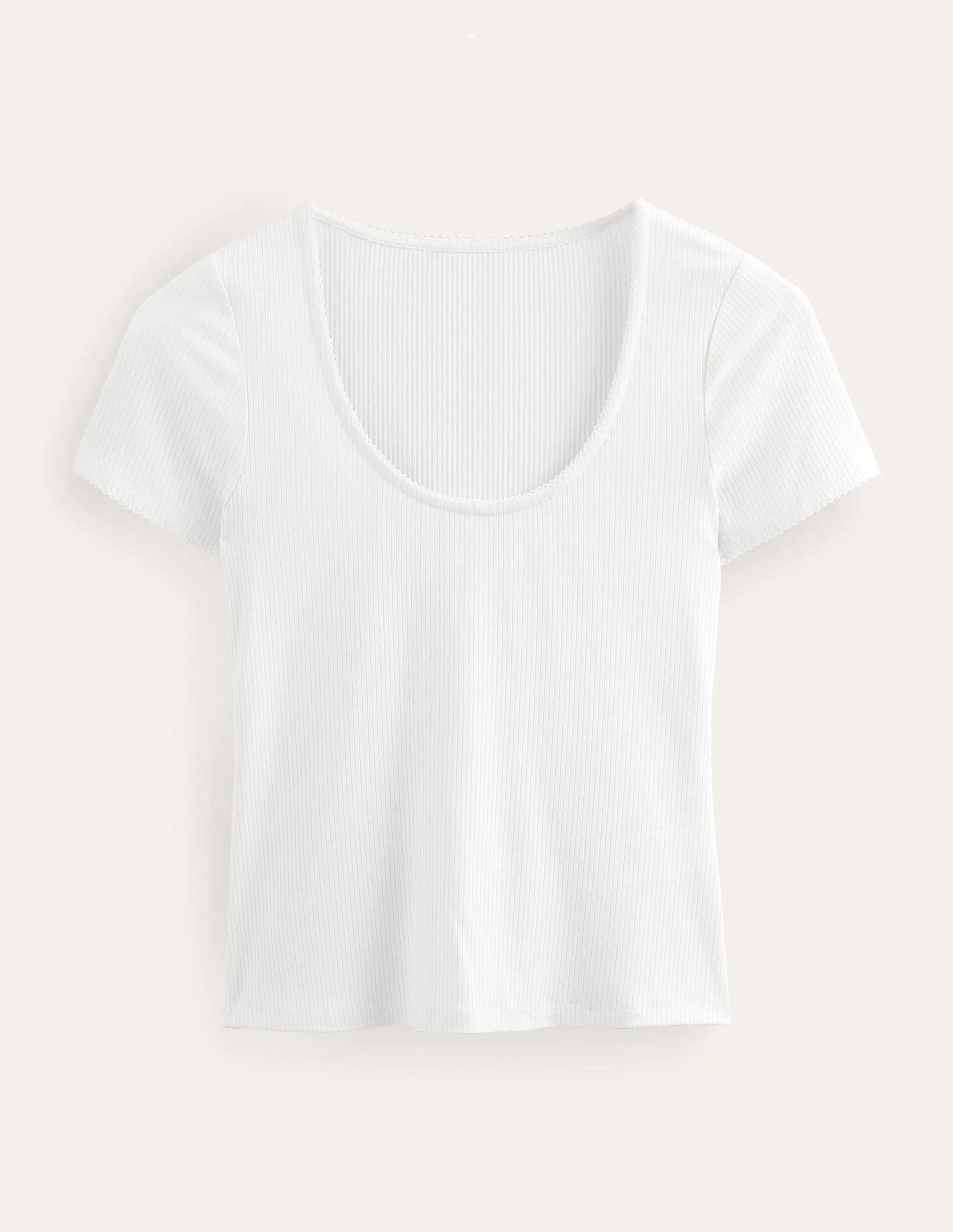 Scoop Neck Ribbed Top-Ivory - Image 5
