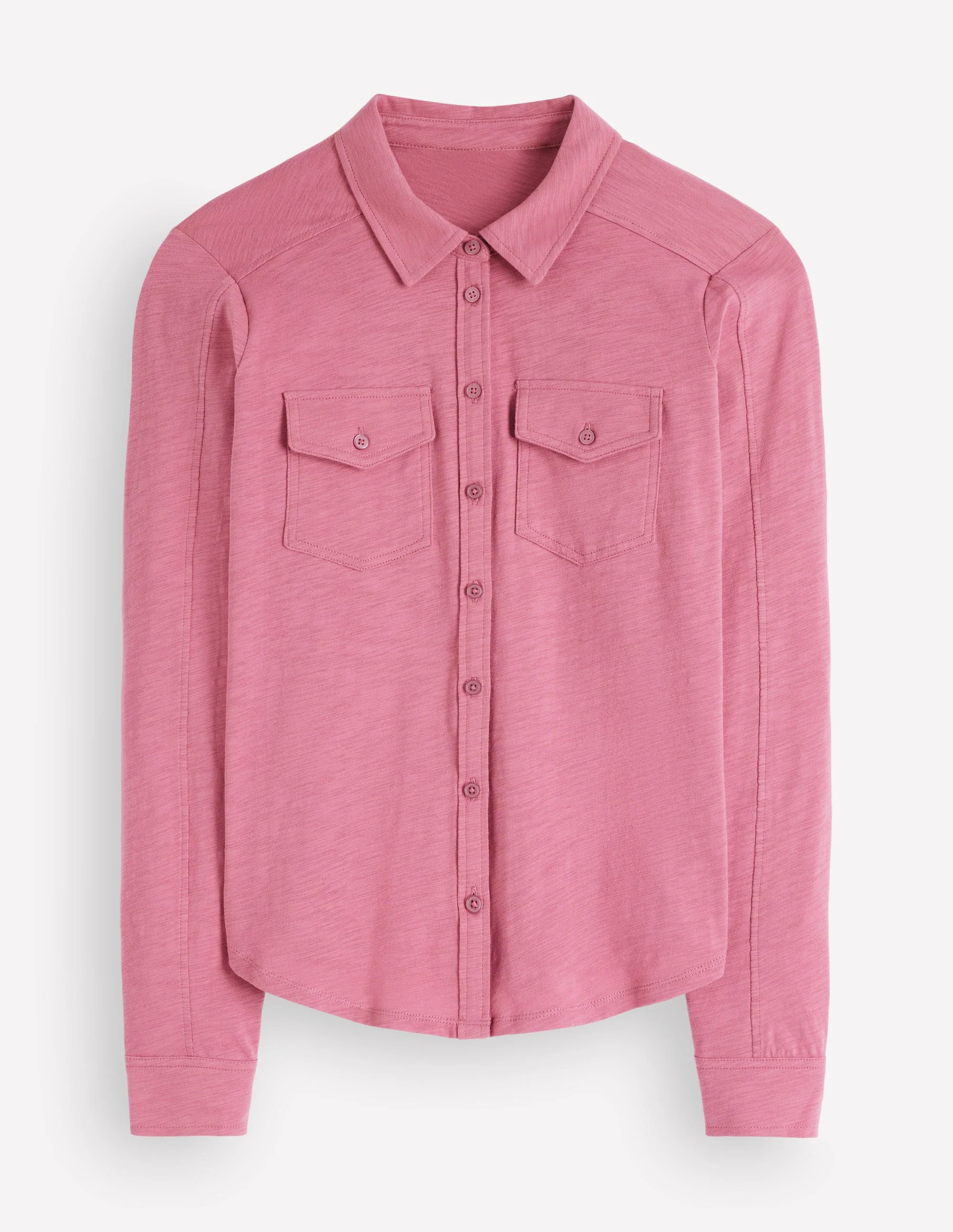Seam Detail Jersey Shirt-Pink Heather - Image 7