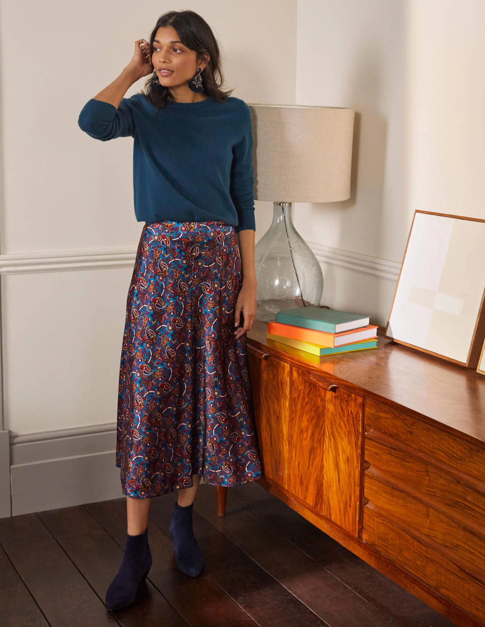 Seam Detail Midi Skirt-Winter Azure, Fantastical