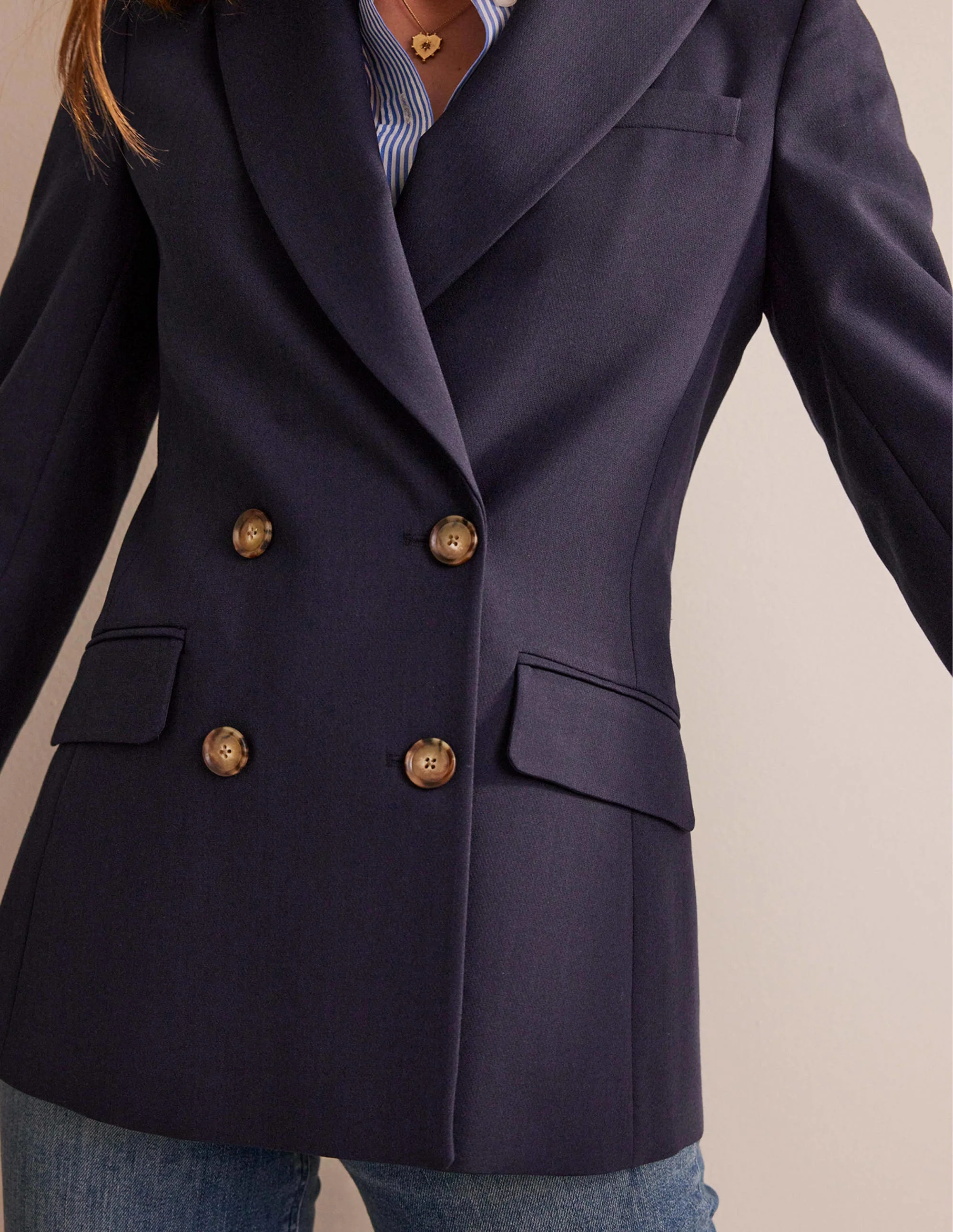SEMI FITTED DOUBLE  BREASTED-Navy - Image 2