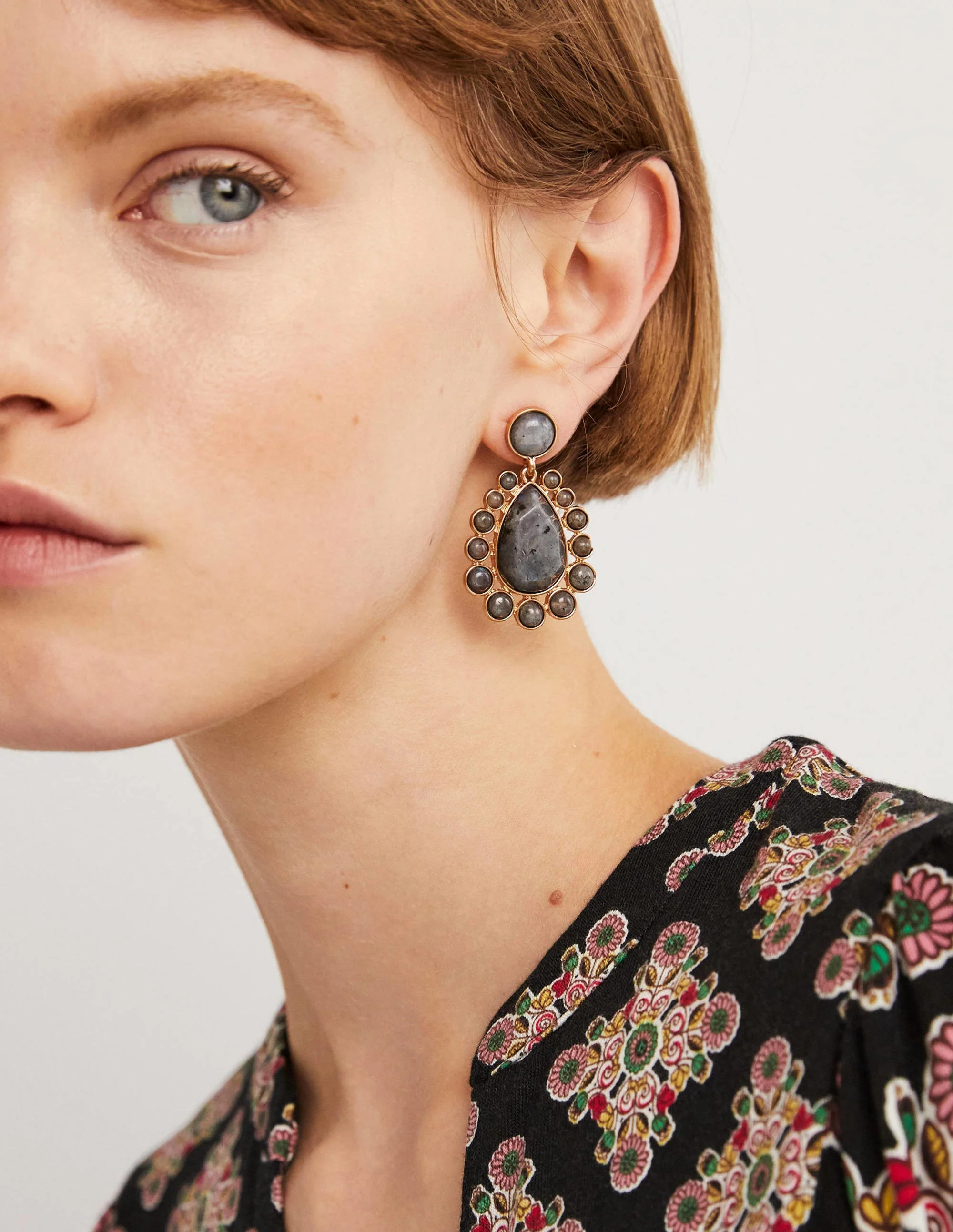 Semi-Precious Earrings-Black