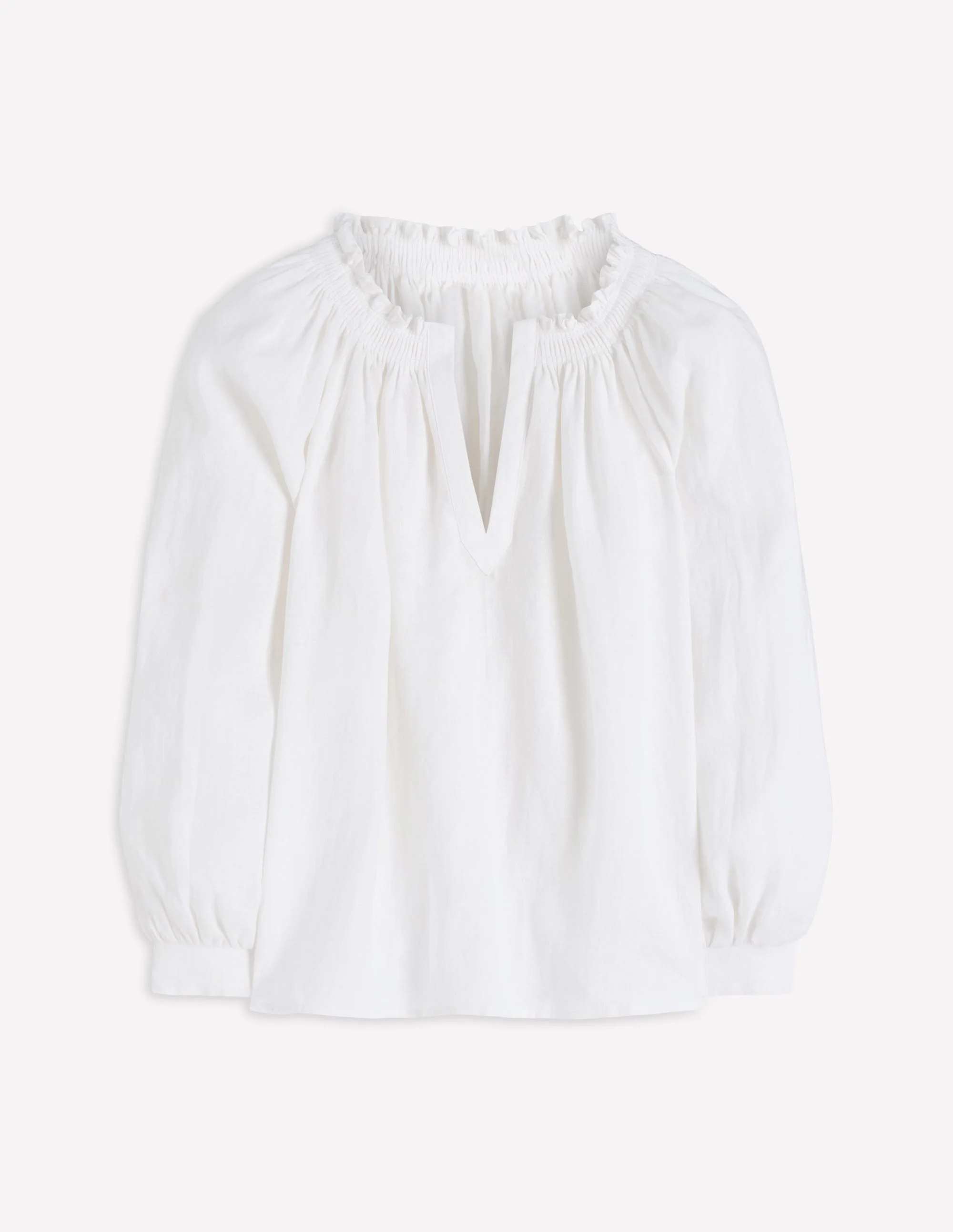 Serena Pleat Neck Linen Top-White - Image 5