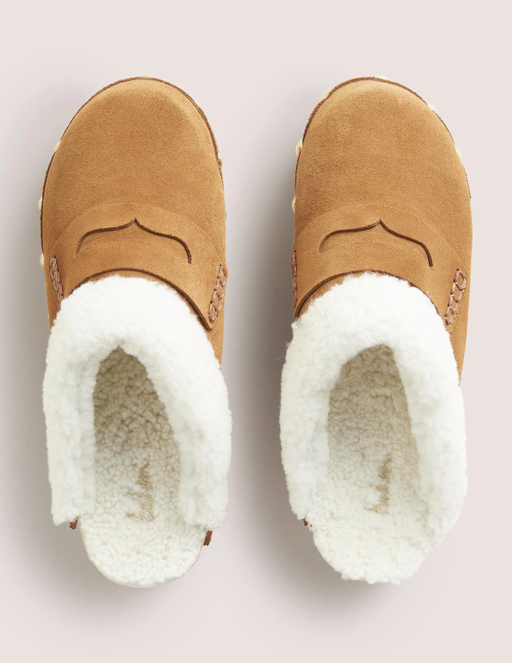 Shearling Lined Clogs-Golden Brown - Image 5
