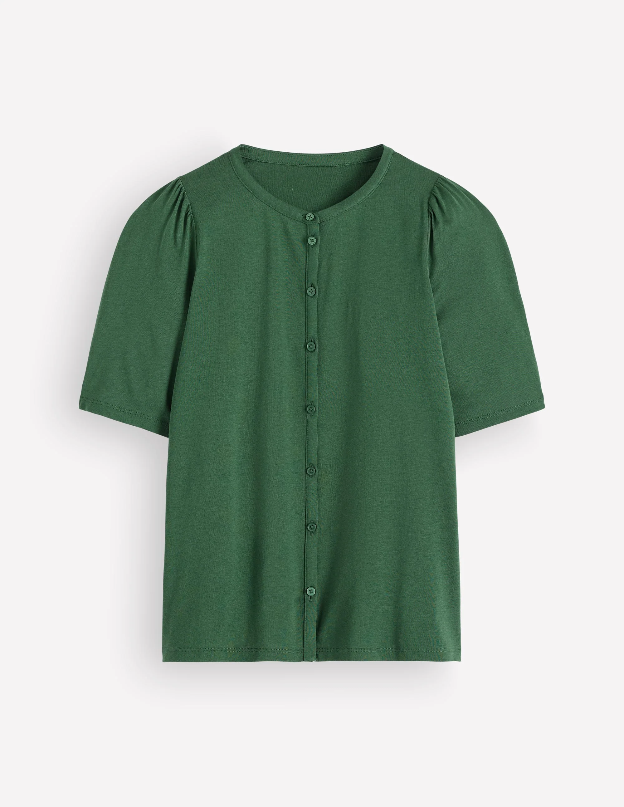 Short Puff Sleeve Top-Hunter Green - Image 8