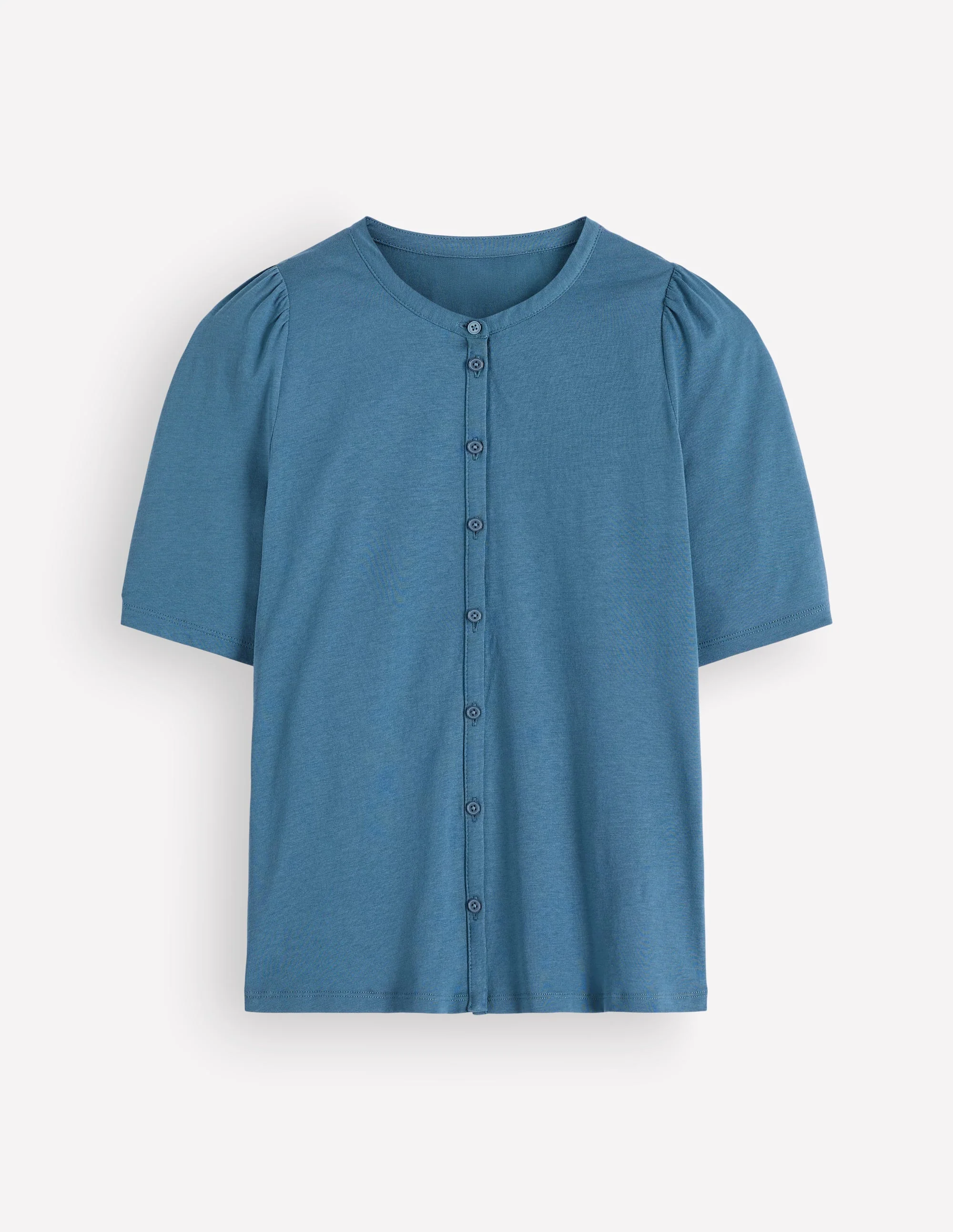 Short Puff Sleeve Top-Storm Blue - Image 5