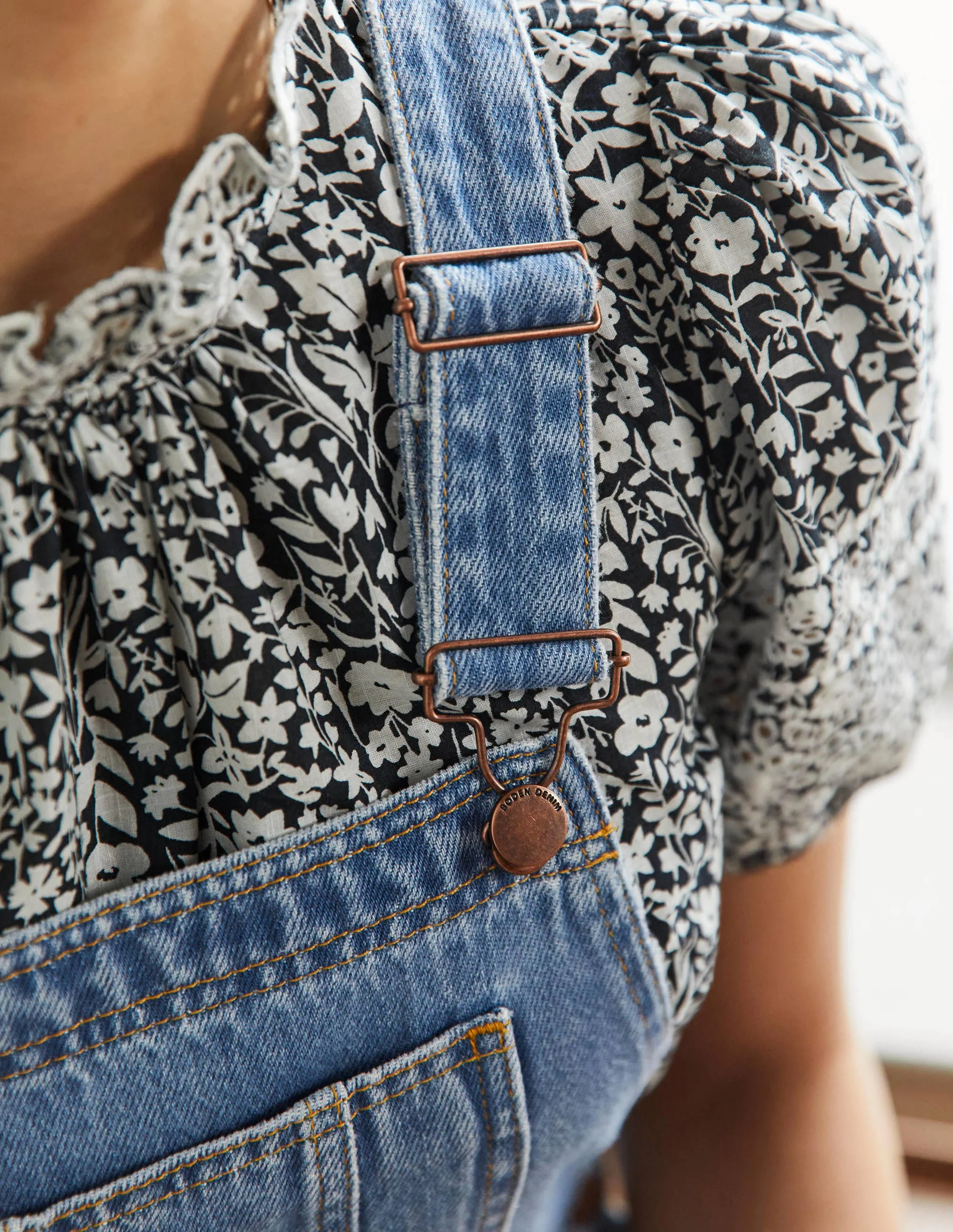 Short Relaxed Leg Overalls-Light Vintage - Image 2