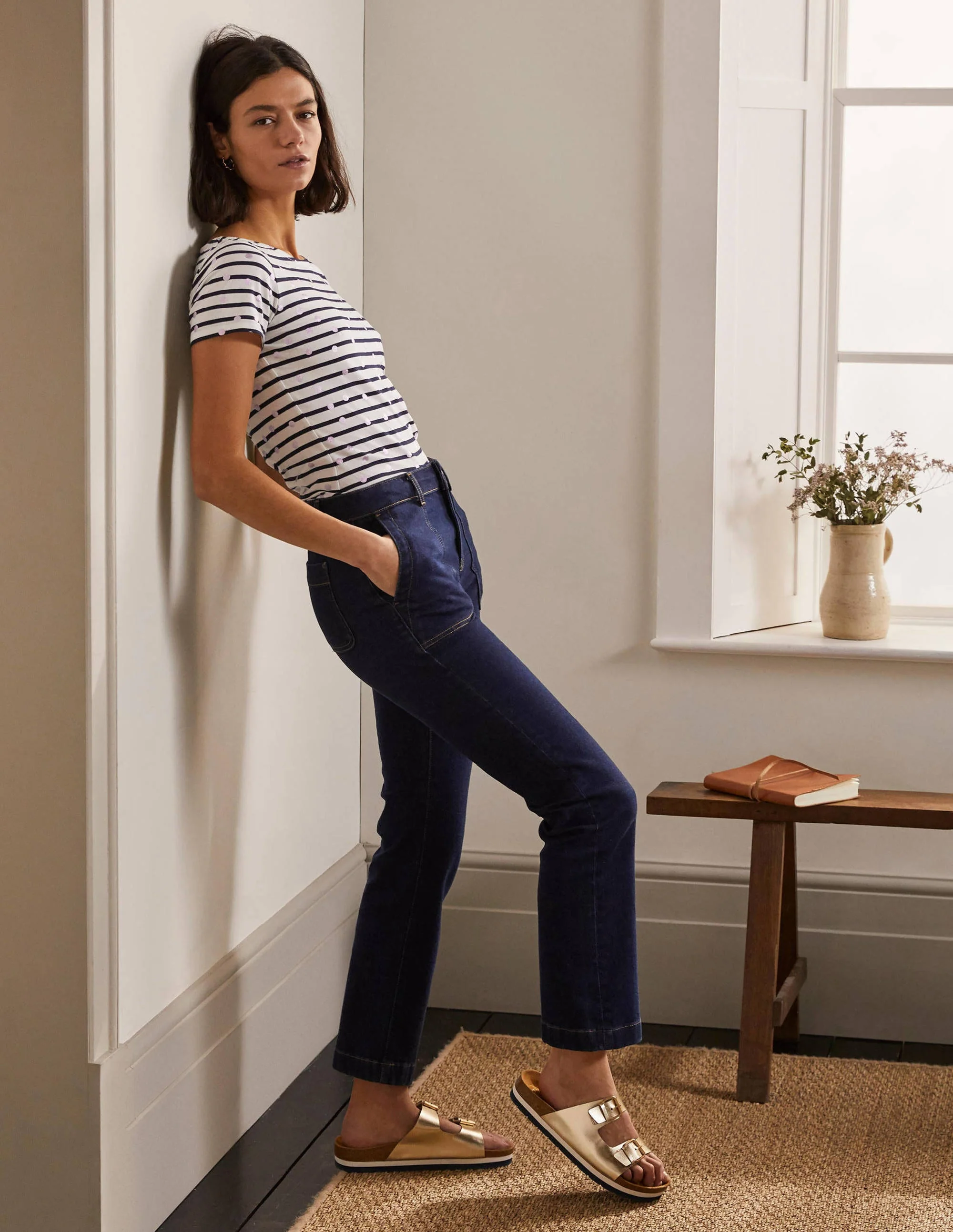 Short Sleeve Breton T-Shirt-Pink Foil Spot - Image 2