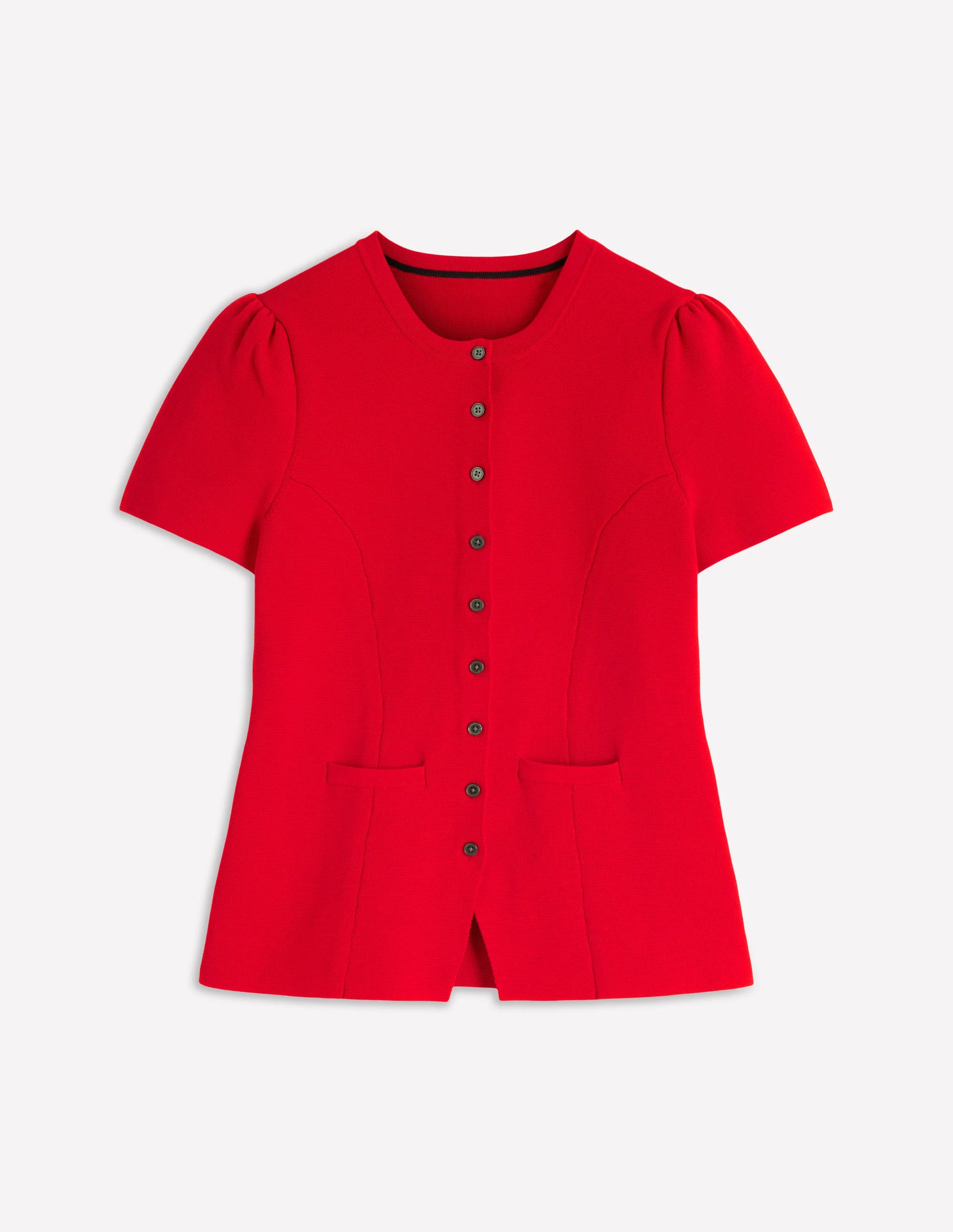 Short Sleeve Knitted Jacket-Red - Image 6