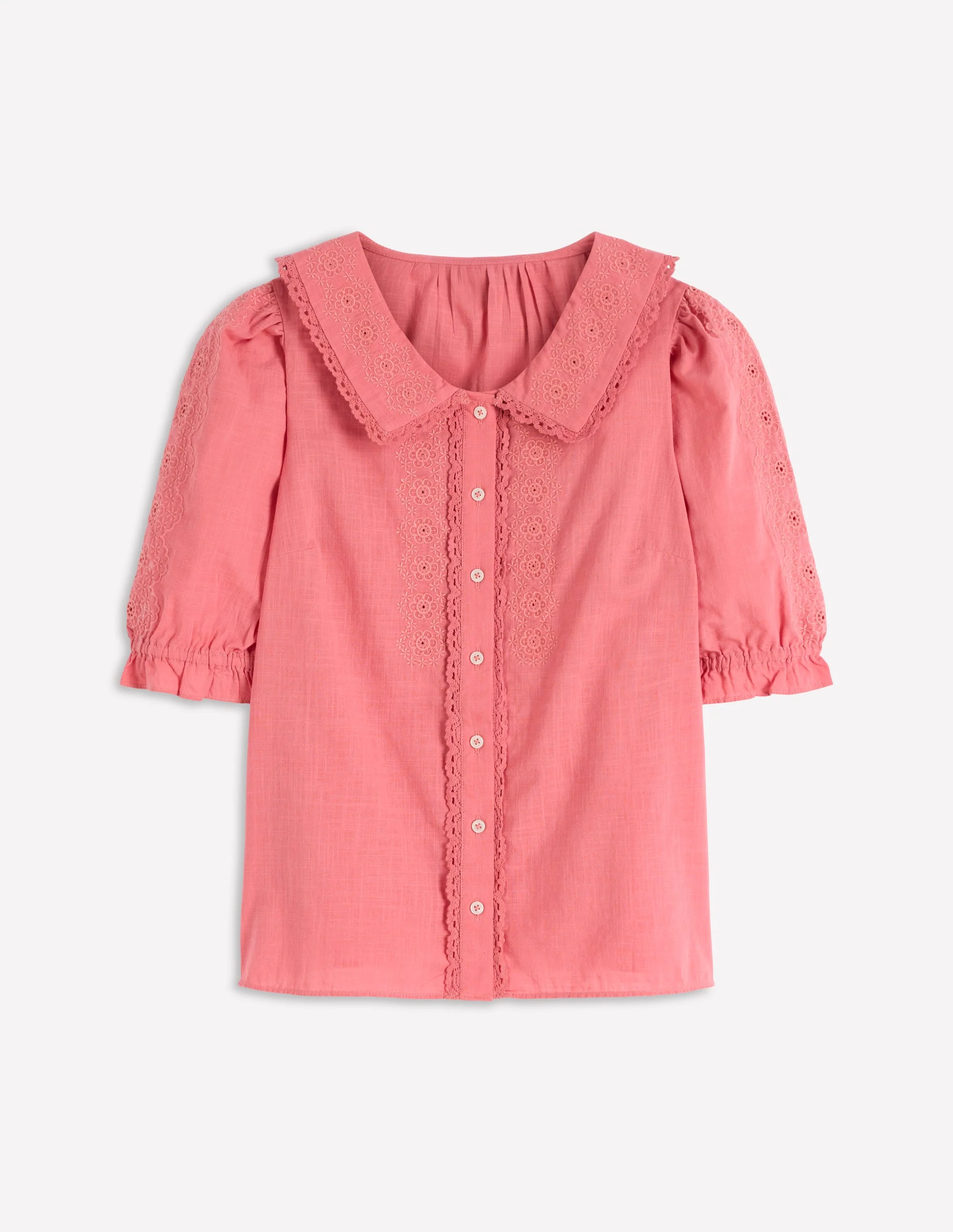 Short Sleeve Pretty Collar Top-Vintage Rose - Image 6