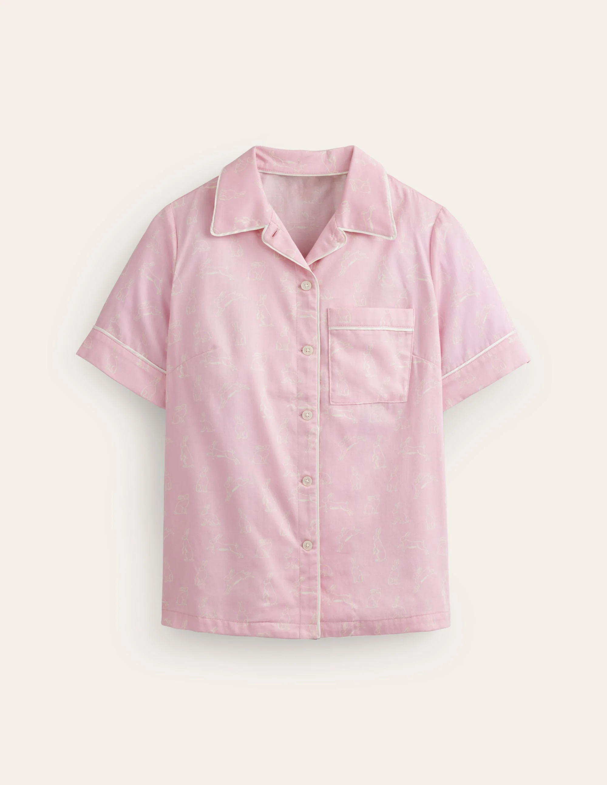 Short Sleeve Pyjama Top-Pink, Bunny Hop - Image 5