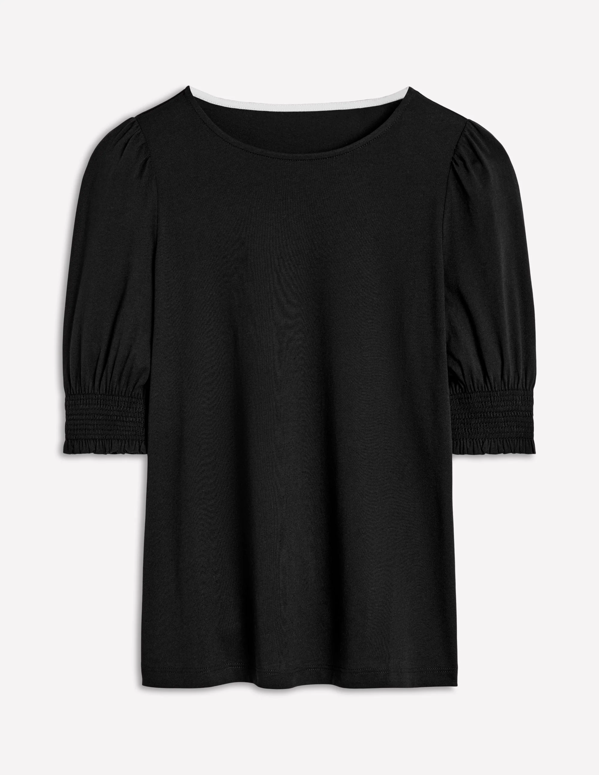 Short Sleeve Smocked Cuff Top-Black - Image 5