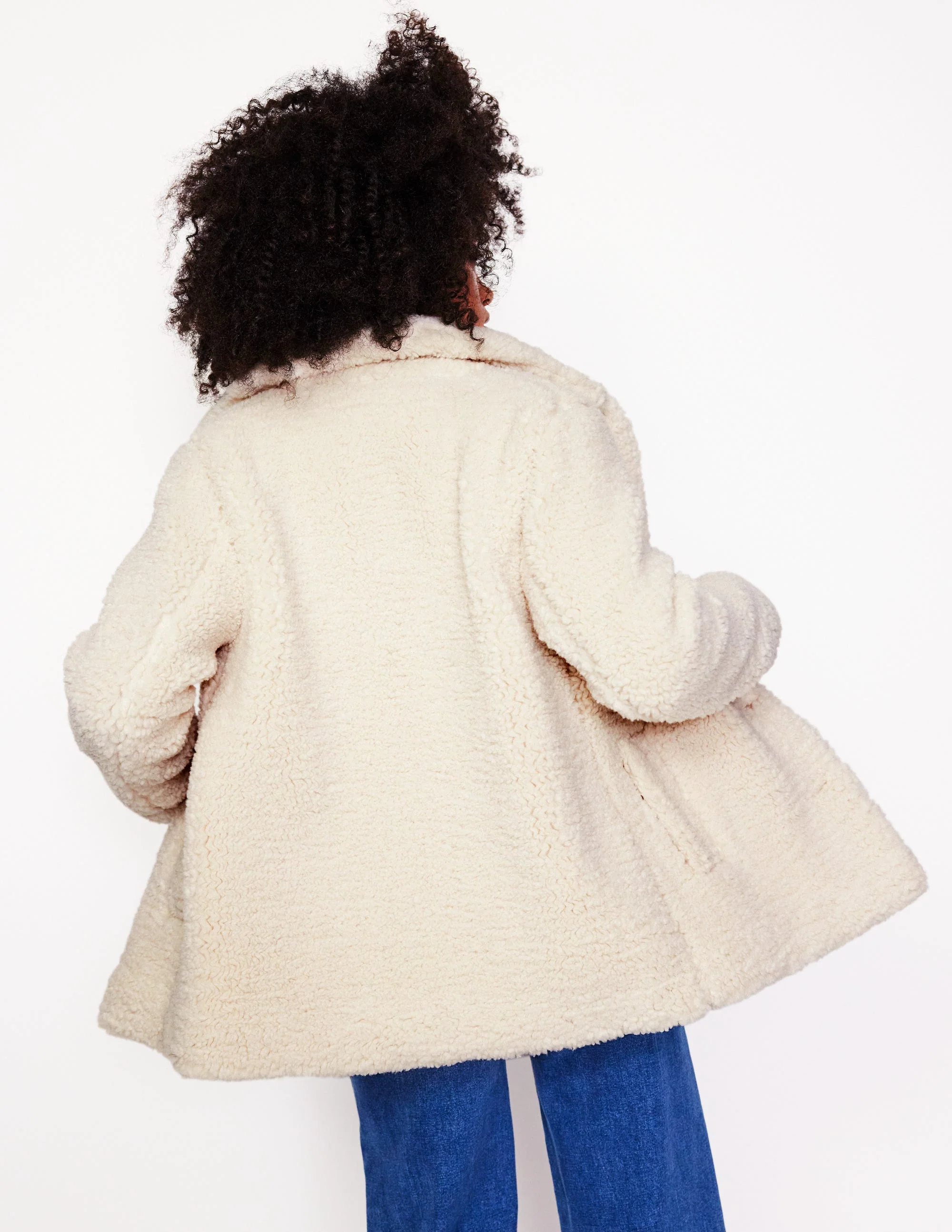 Short Teddy Coat-Natural Borg - Image 3