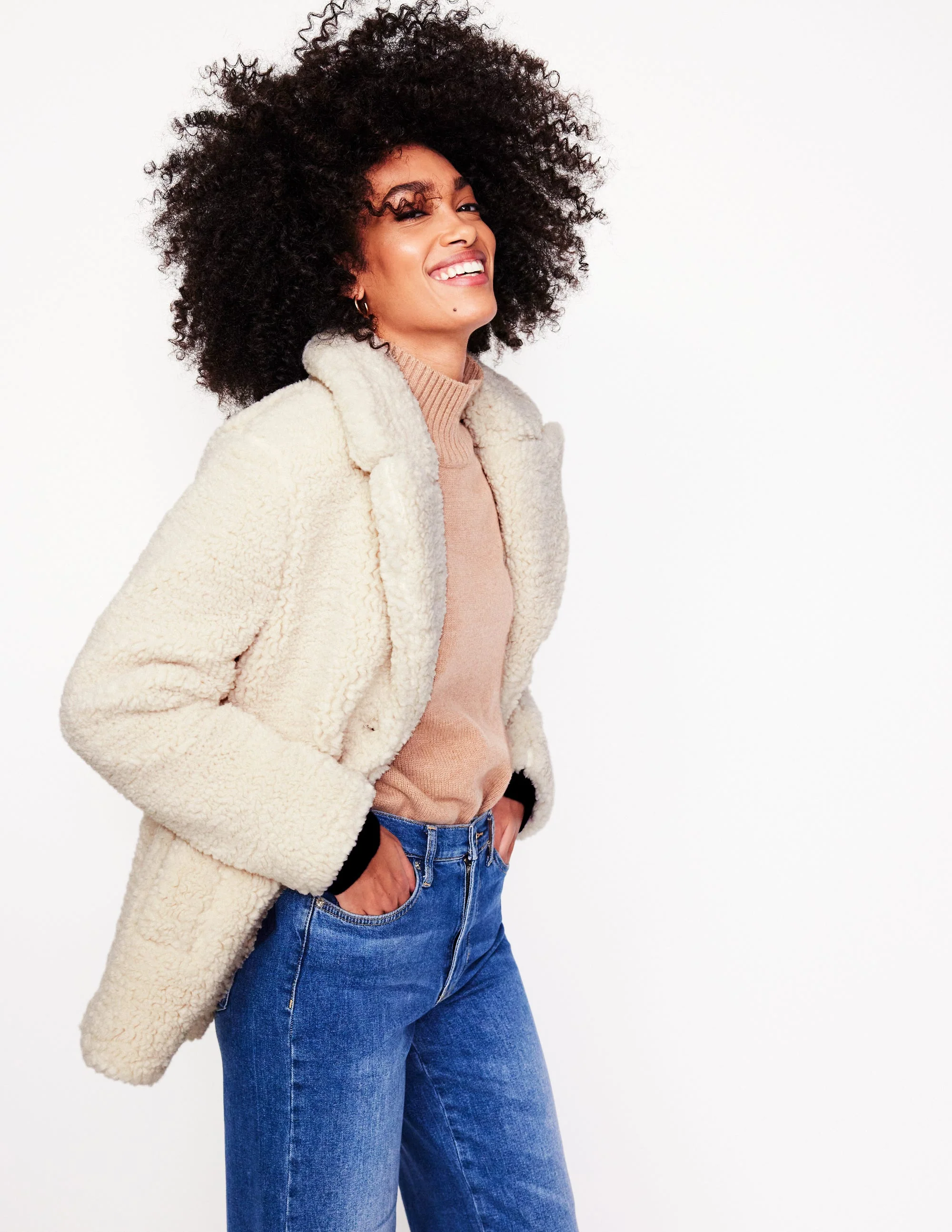 Short Teddy Coat-Natural Borg - Image 4
