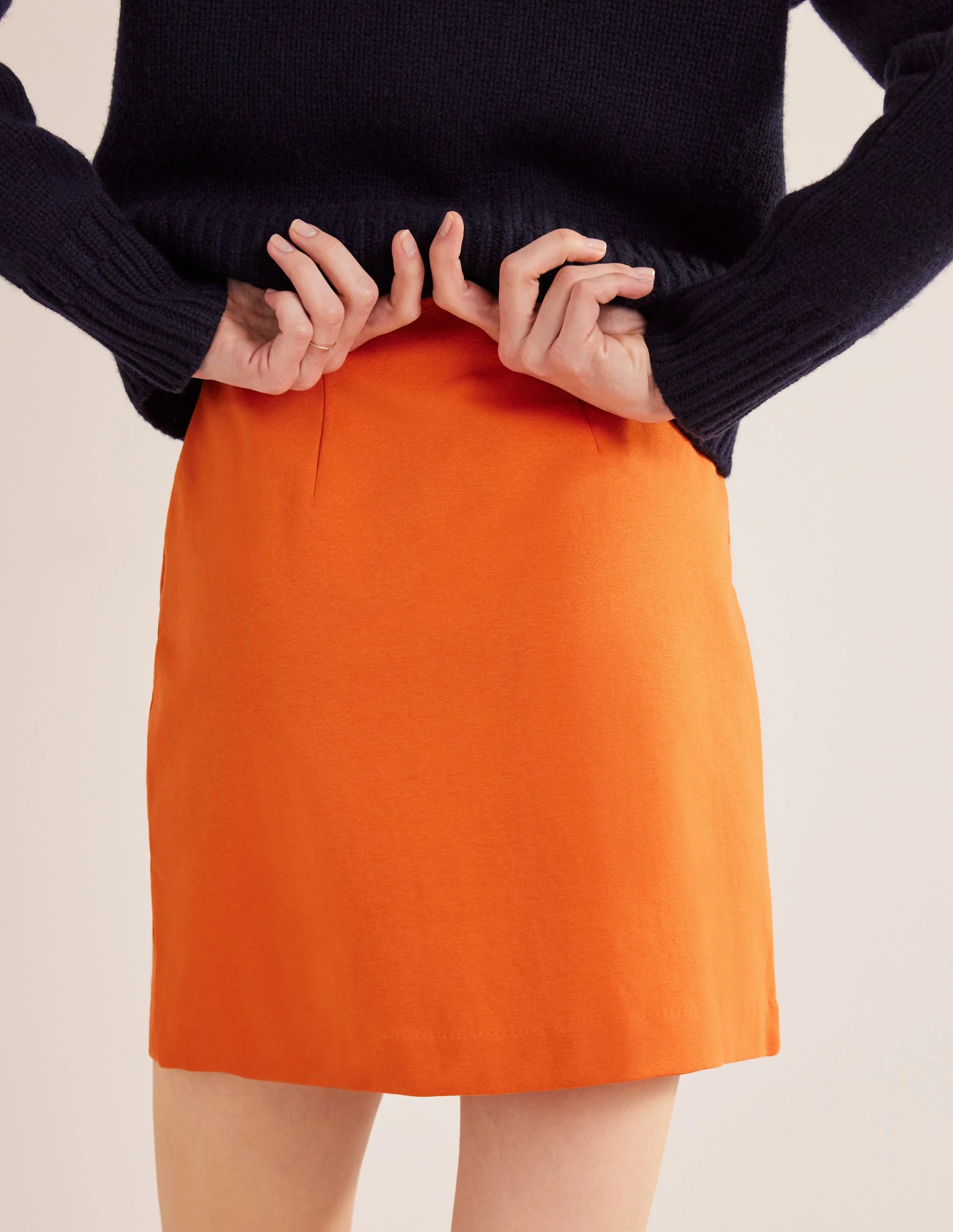 Side Split Jersey Mini Skirt-Kumquat - Image 3