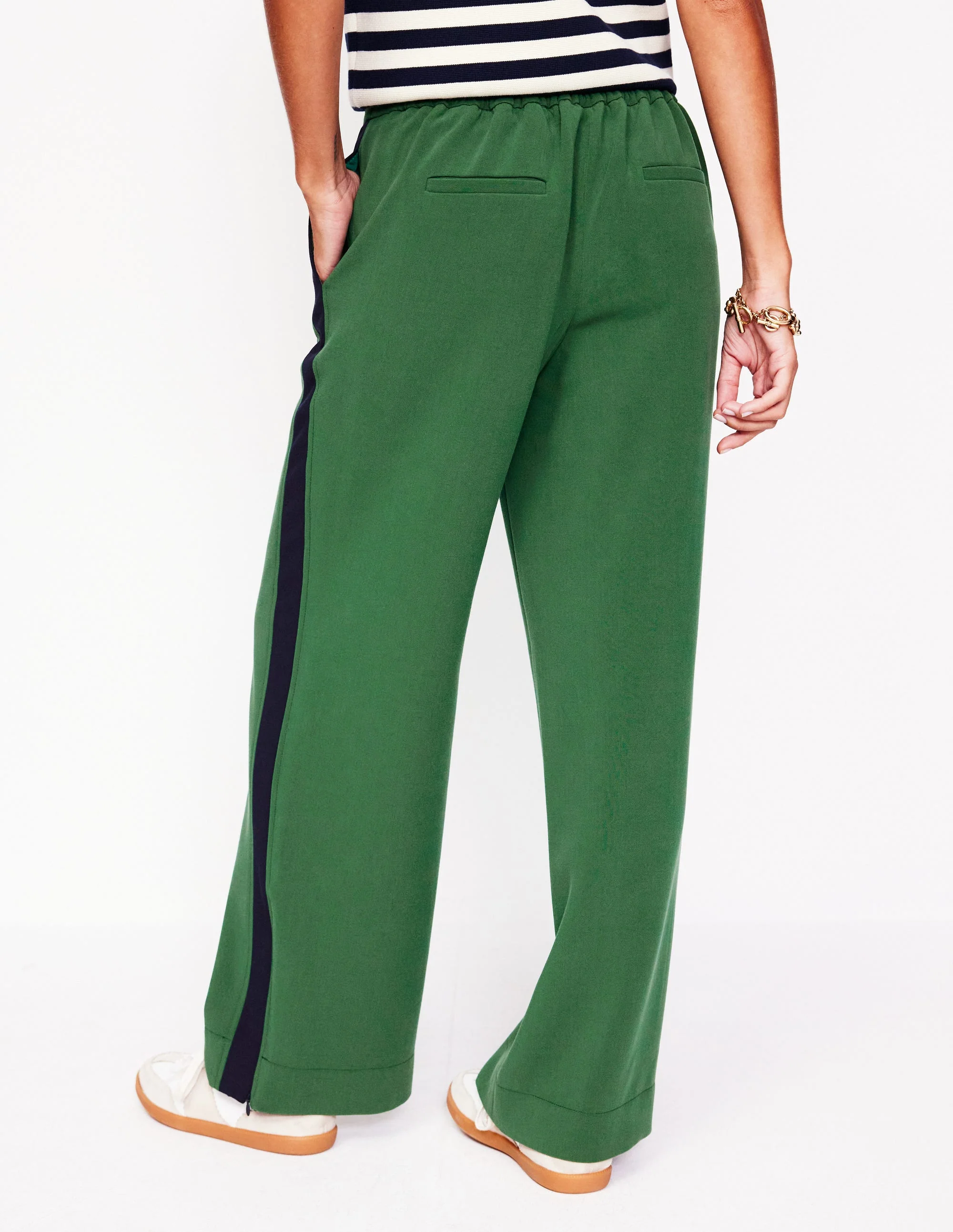 Side Stripe Pull-on Pants-Pine with Navy Stripe - Image 3