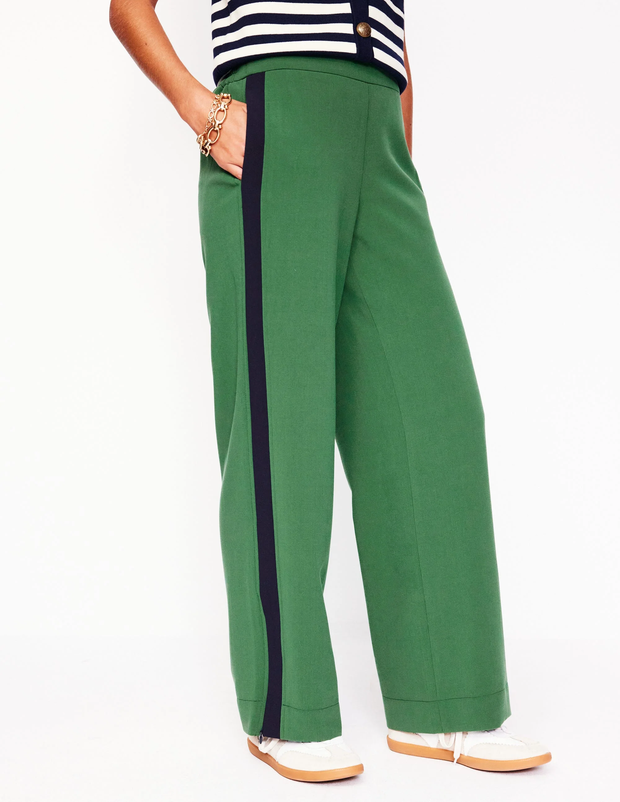 Side Stripe Pull-on Pants-Pine with Navy Stripe - Image 4