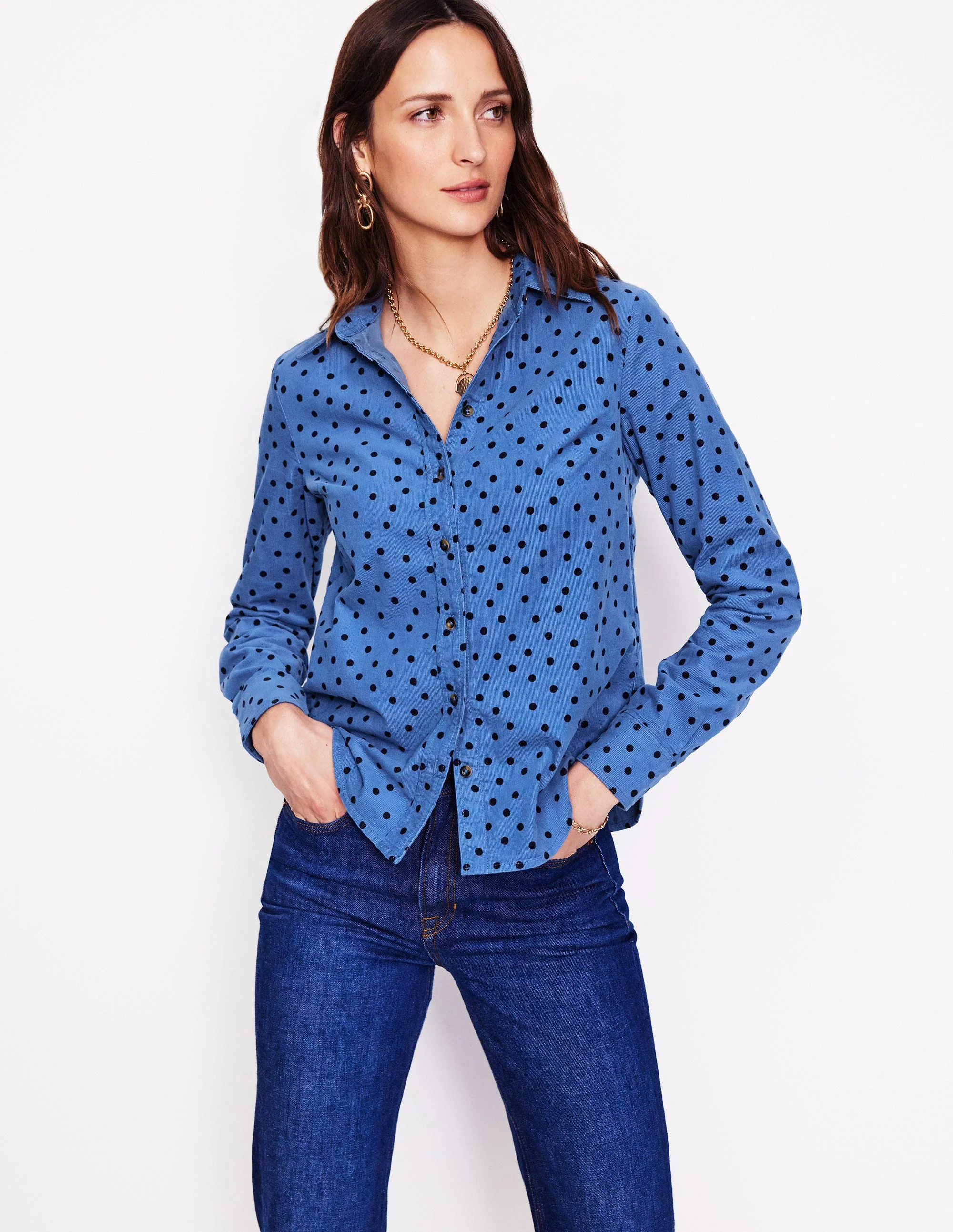 Sienna Cord Shirt-Blue Jay, Abstract Dot - Image 4