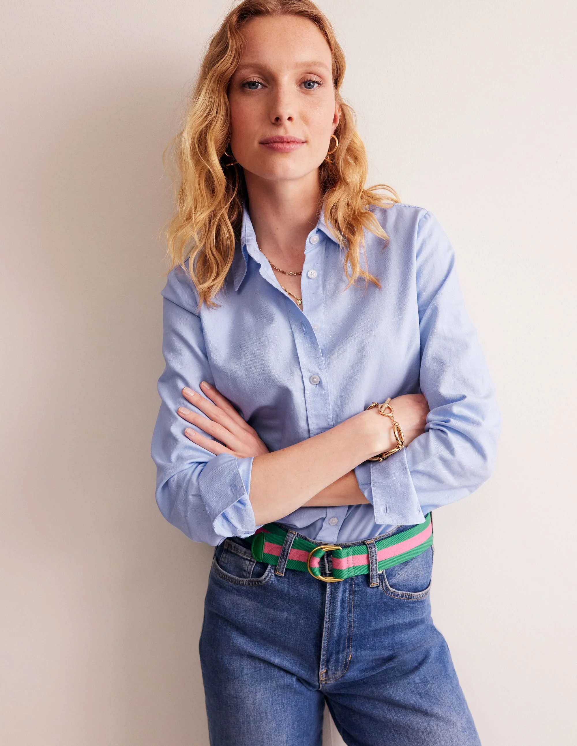 Sienna Cotton Shirt-Blue Oxford - Image 3