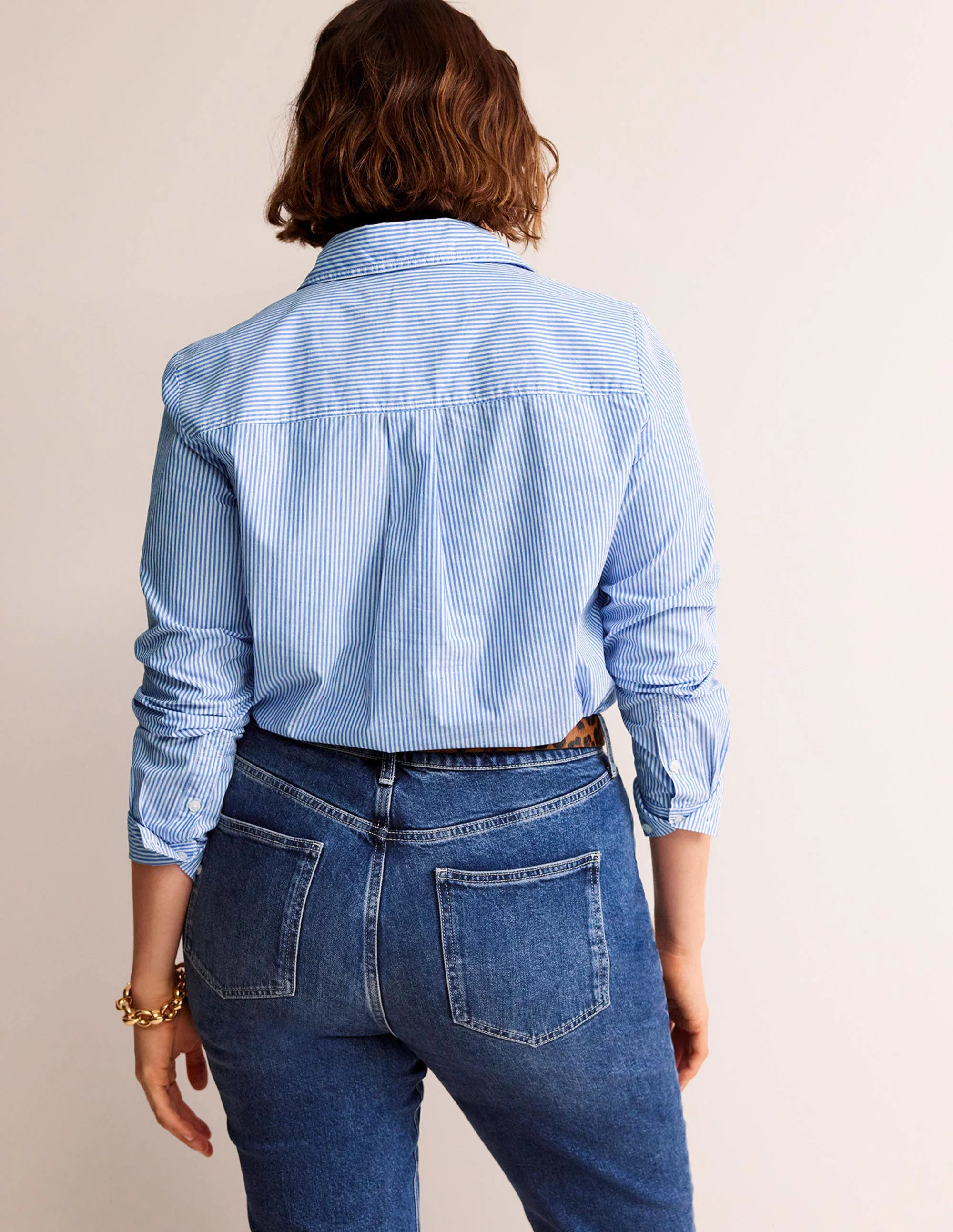 Sienna Cotton Shirt-Fine Blue Stripe - Image 6