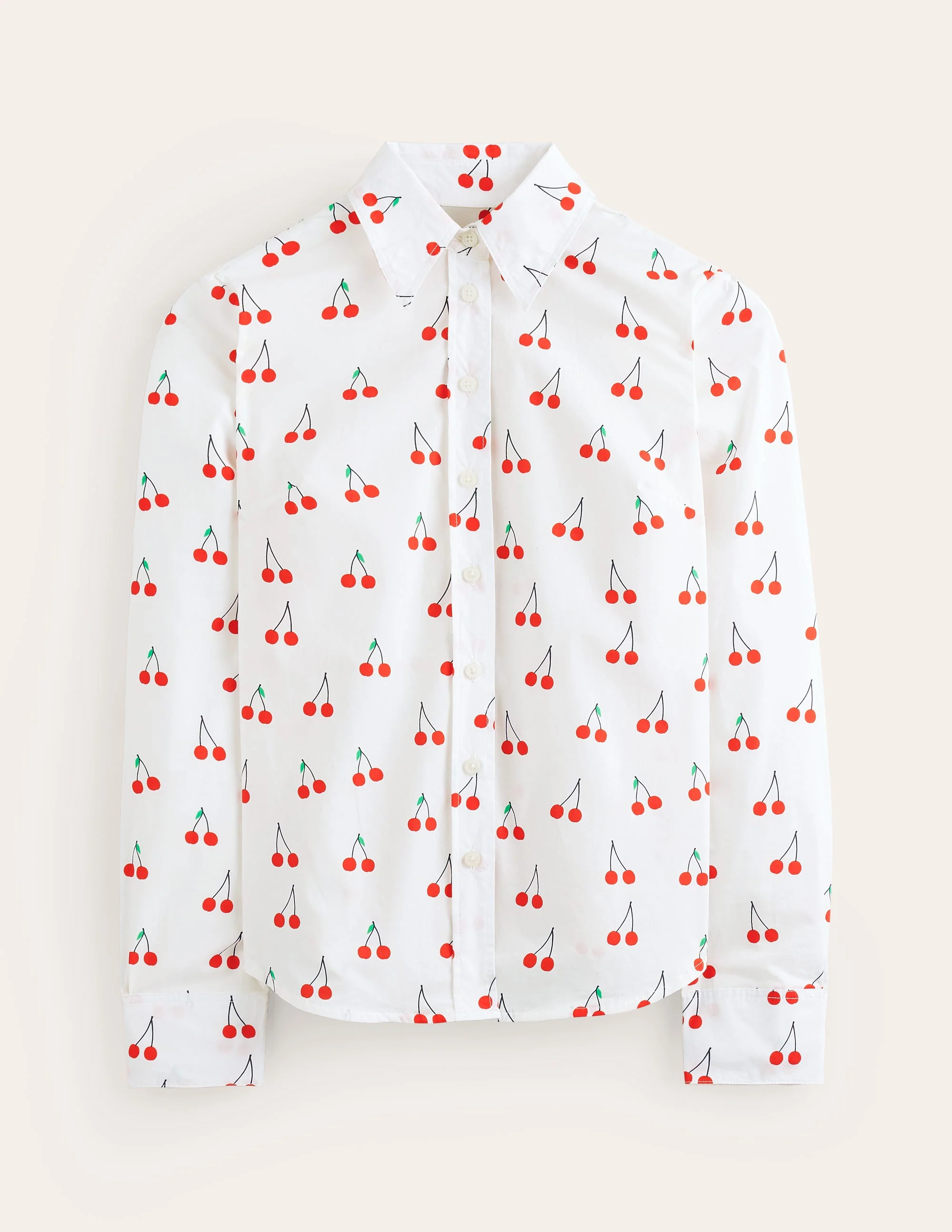 Sienna Cotton Shirt-Ivory, Cherry Vine - Image 6