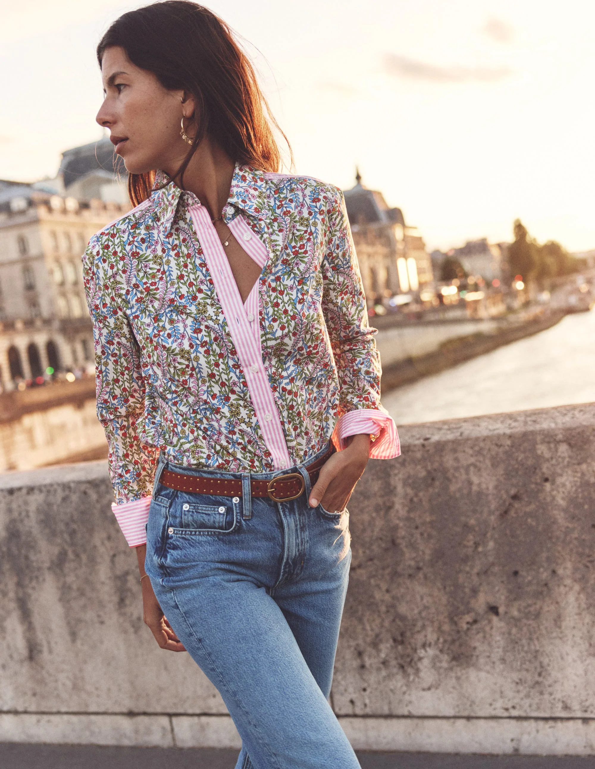 Sienna Cotton Shirt-Ivory, Foliage Buds - Image 5