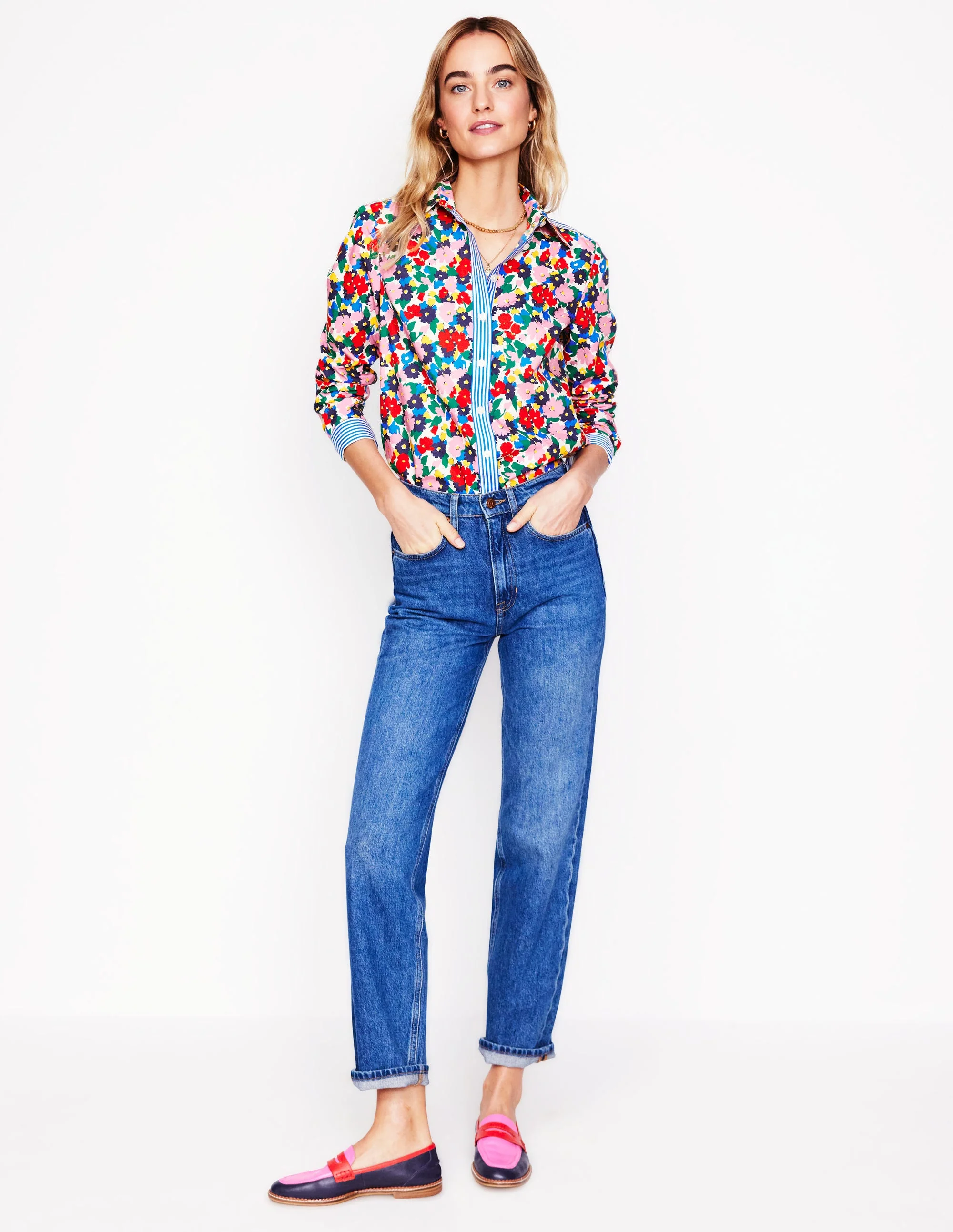Sienna Cotton Shirt-Multi, Painterly Meadow - Image 5
