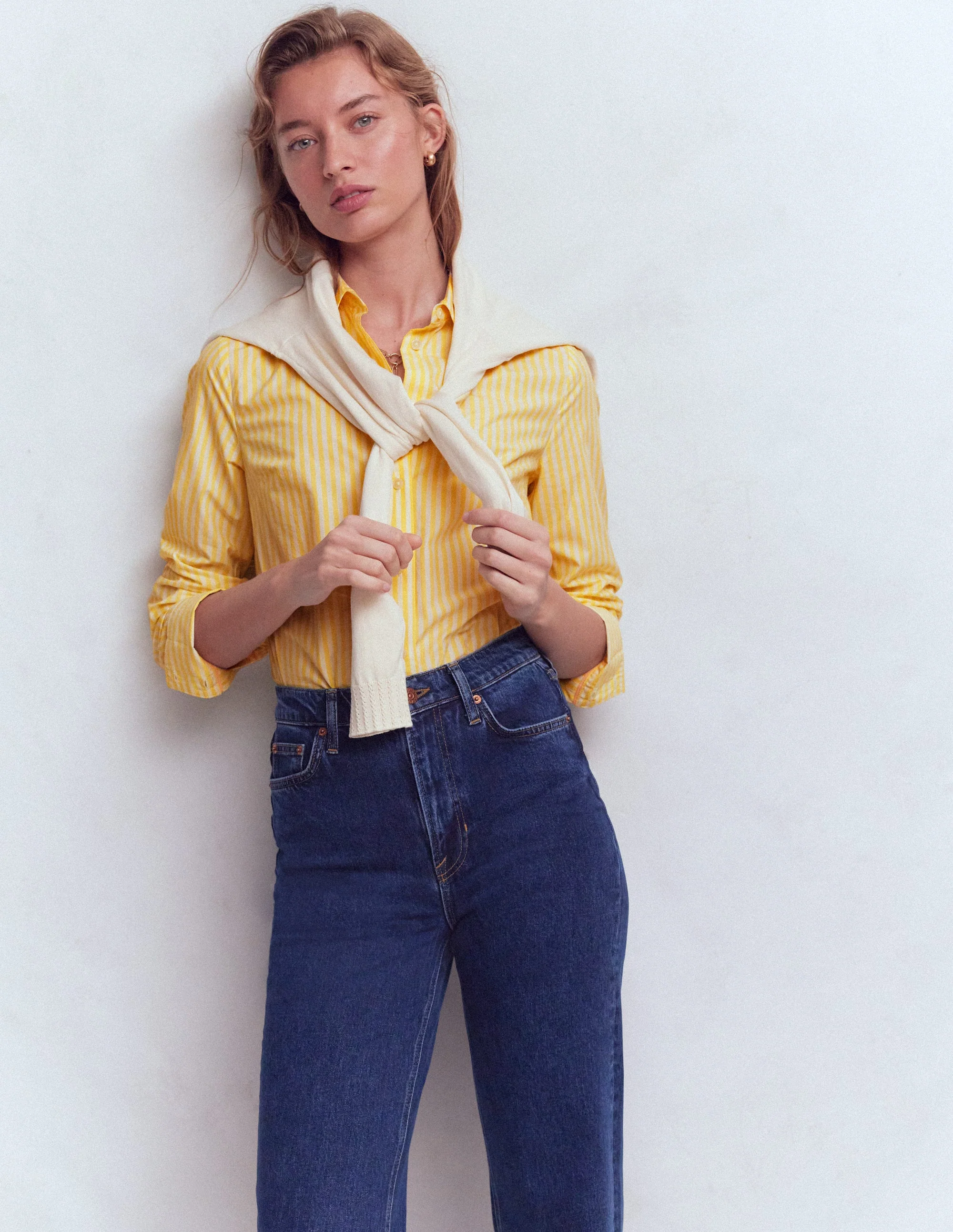 Sienna Cotton Shirt-Yellow Fine Stripe - Image 4