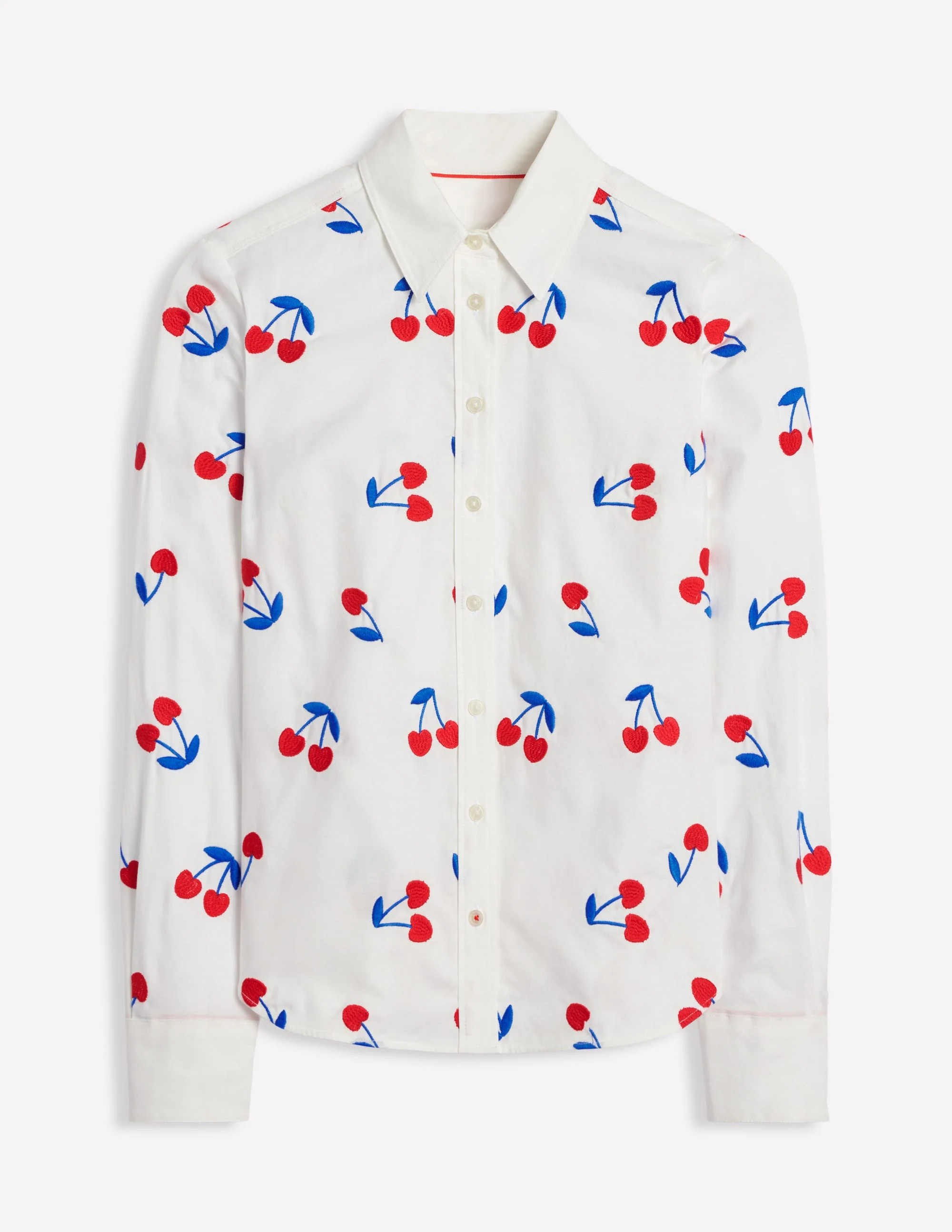 Sienna Interest Cotton Shirt-White, Cherries - Image 6