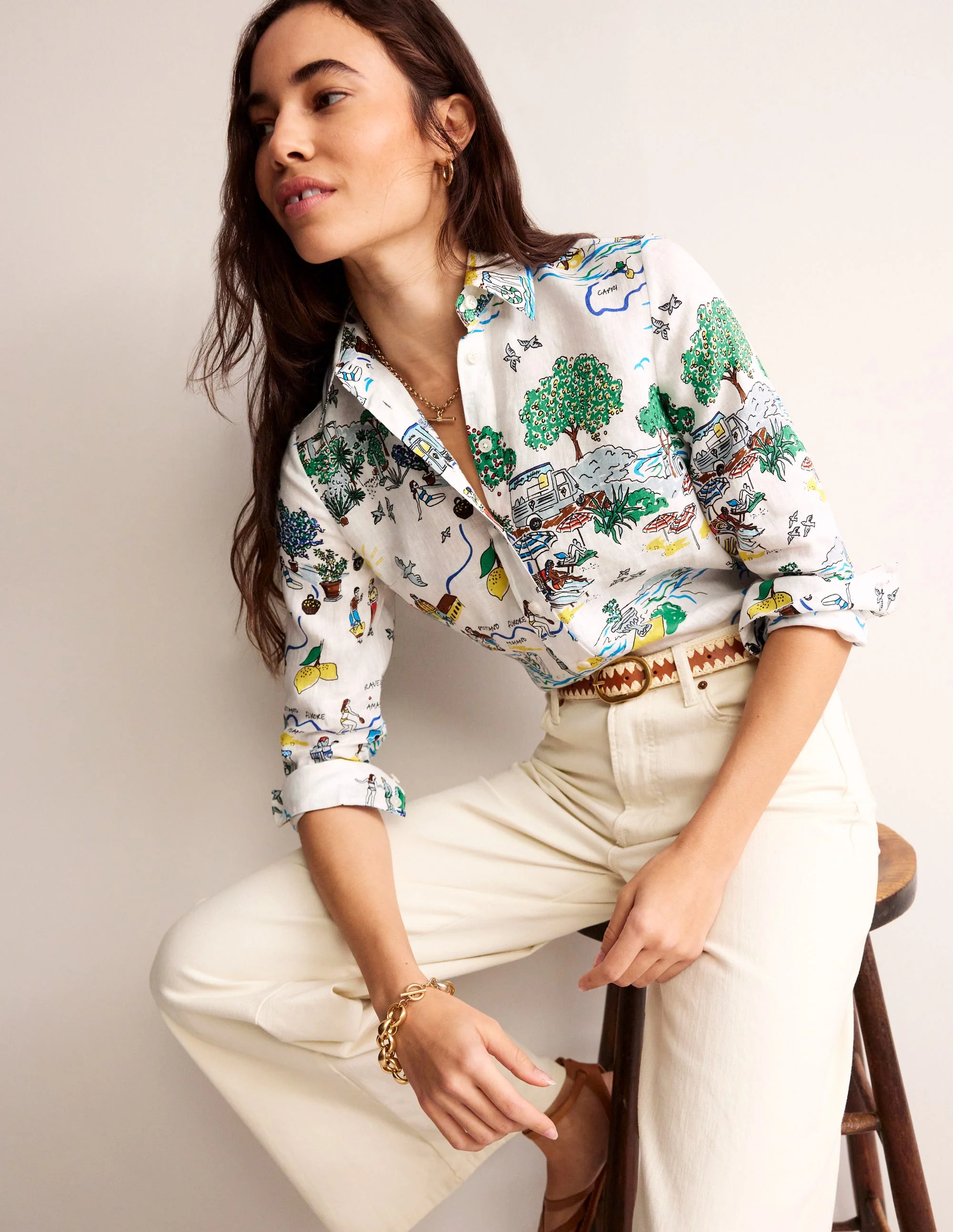 Sienna Linen Shirt-Ivory, Amalfi - Image 4