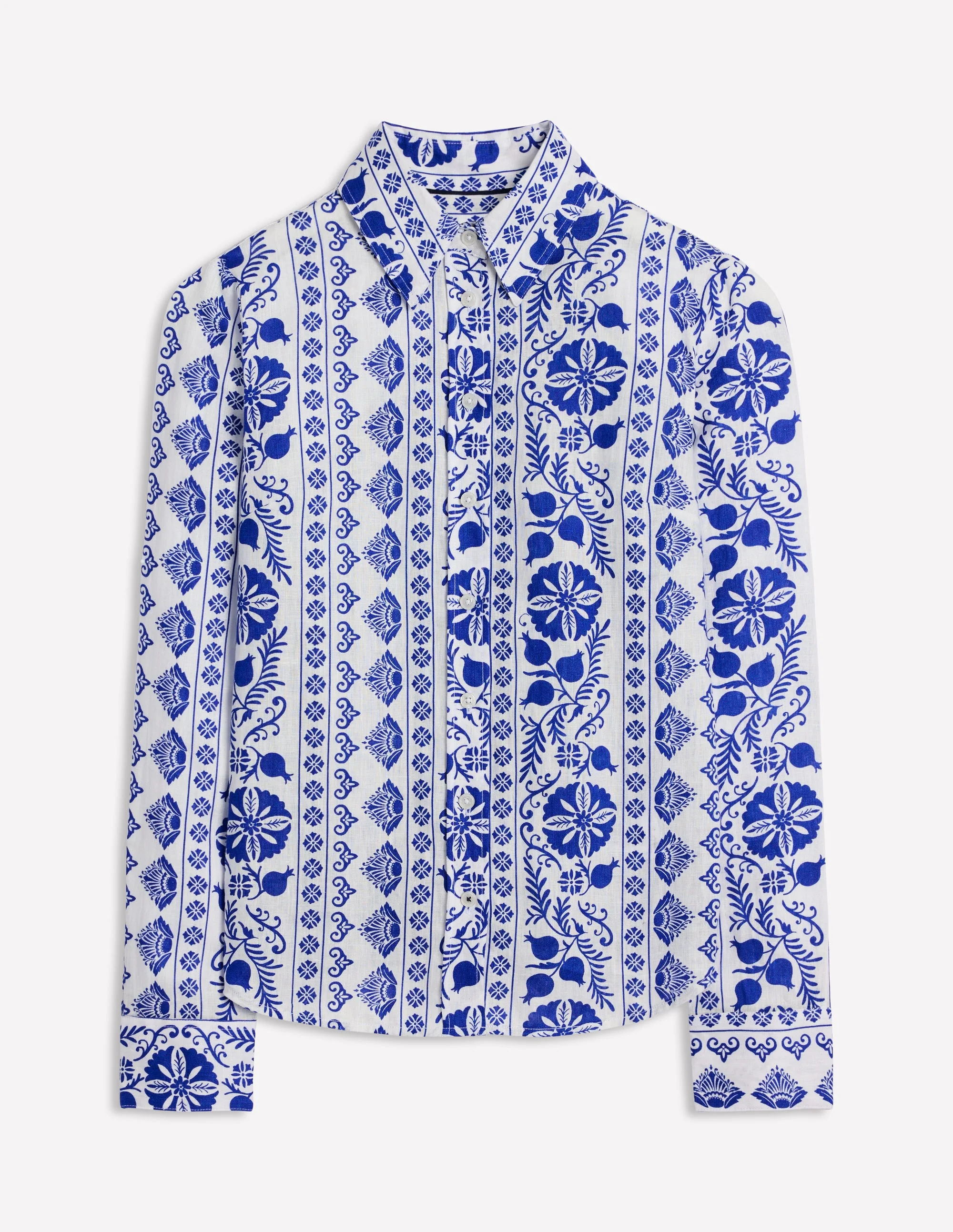 Sienna Linen Shirt-Ivory, Ornate Border - Image 6
