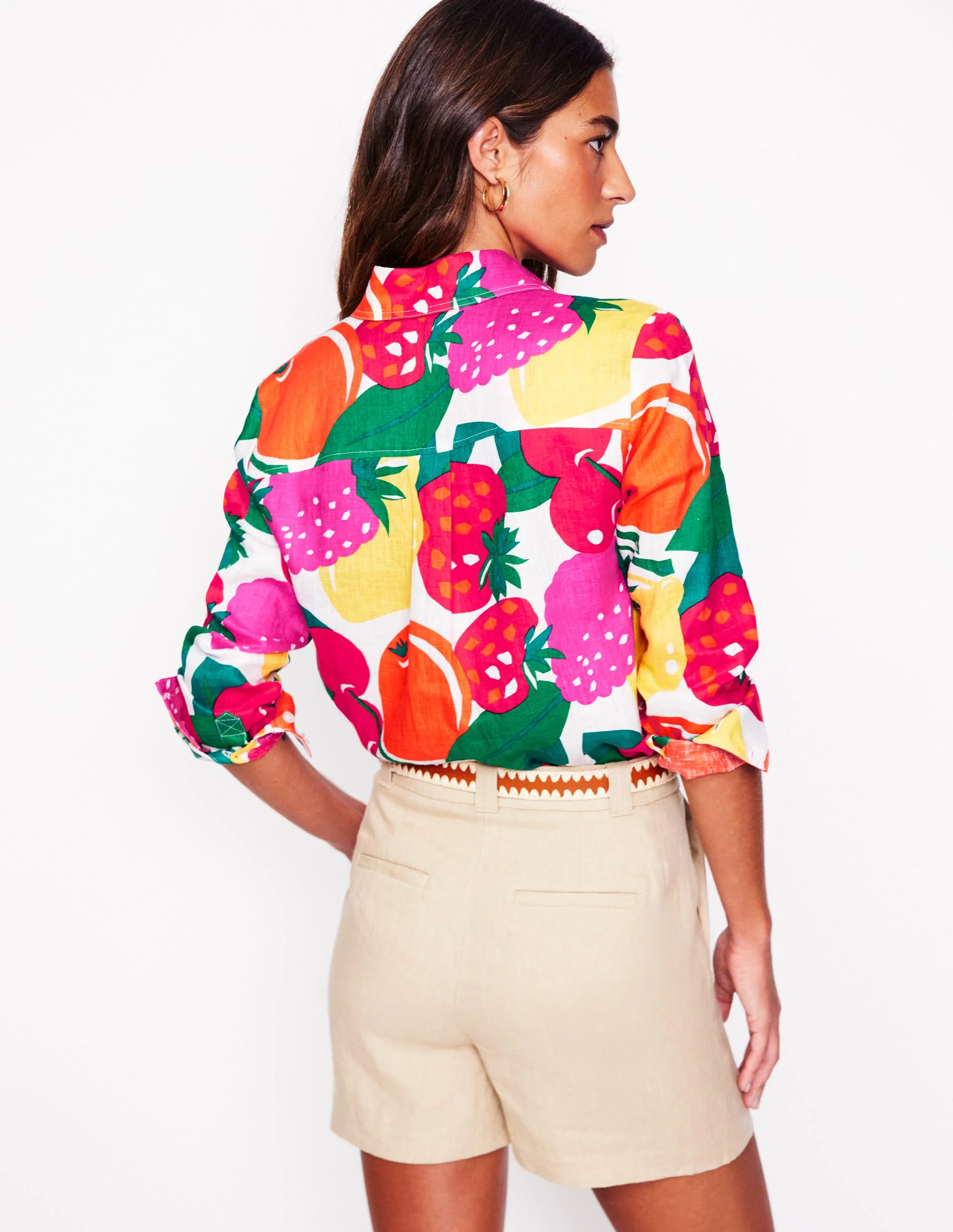 Sienna Linen Shirt-Multi, Summer Fruits - Image 3