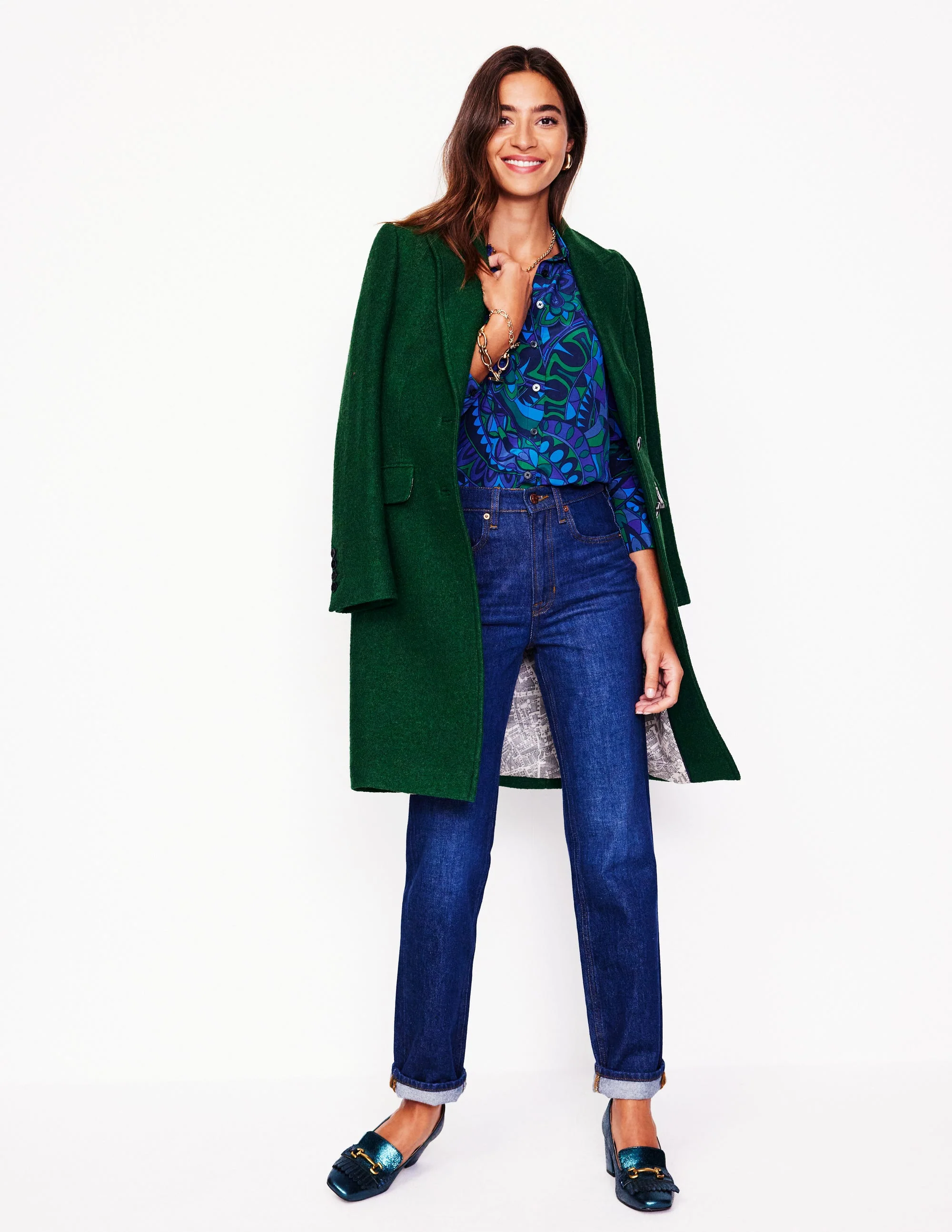Sienna Silk Shirt-Blue, Kaleidoscopic Paisley - Image 4