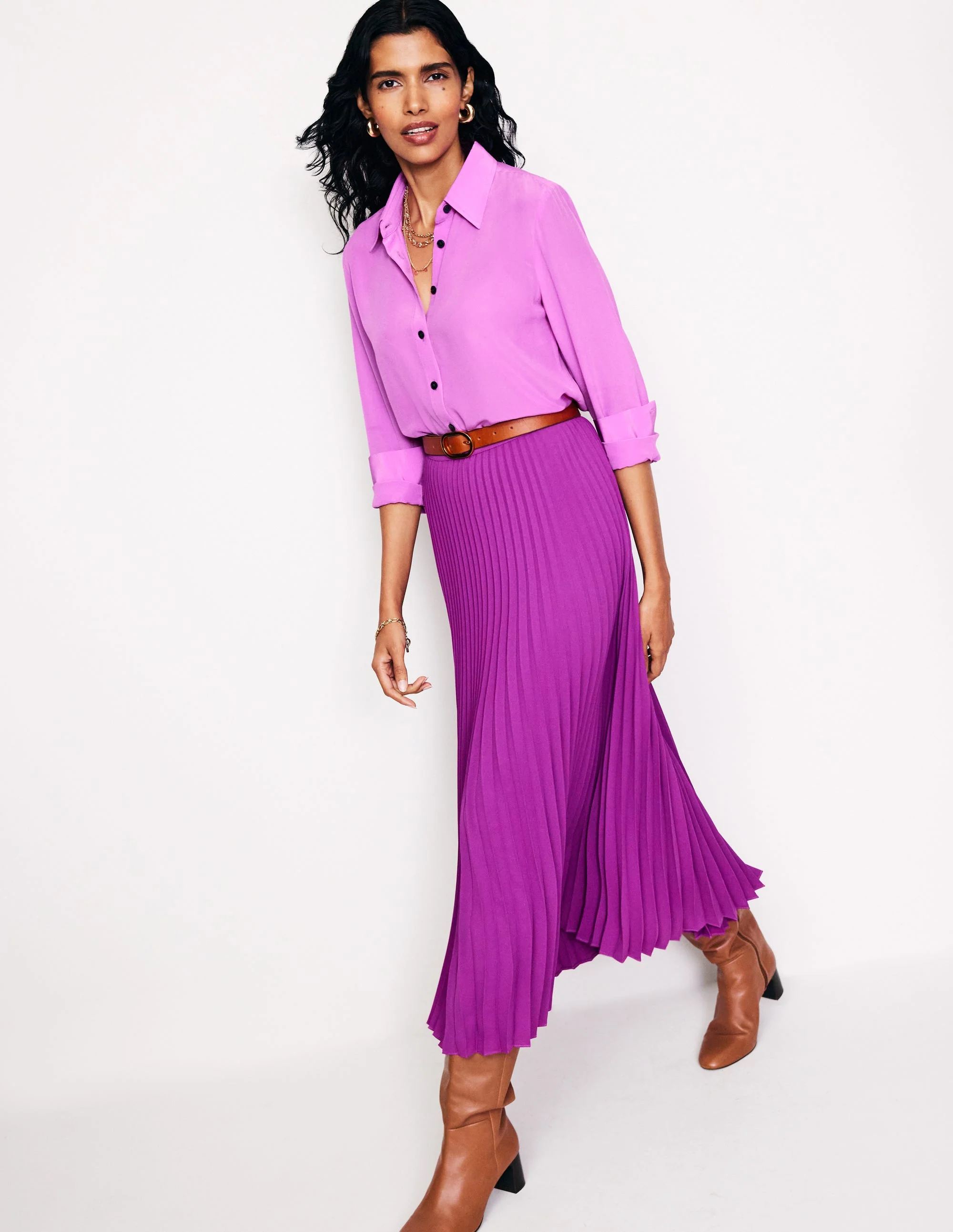 Sienna Silk Shirt-Foxglove Purple