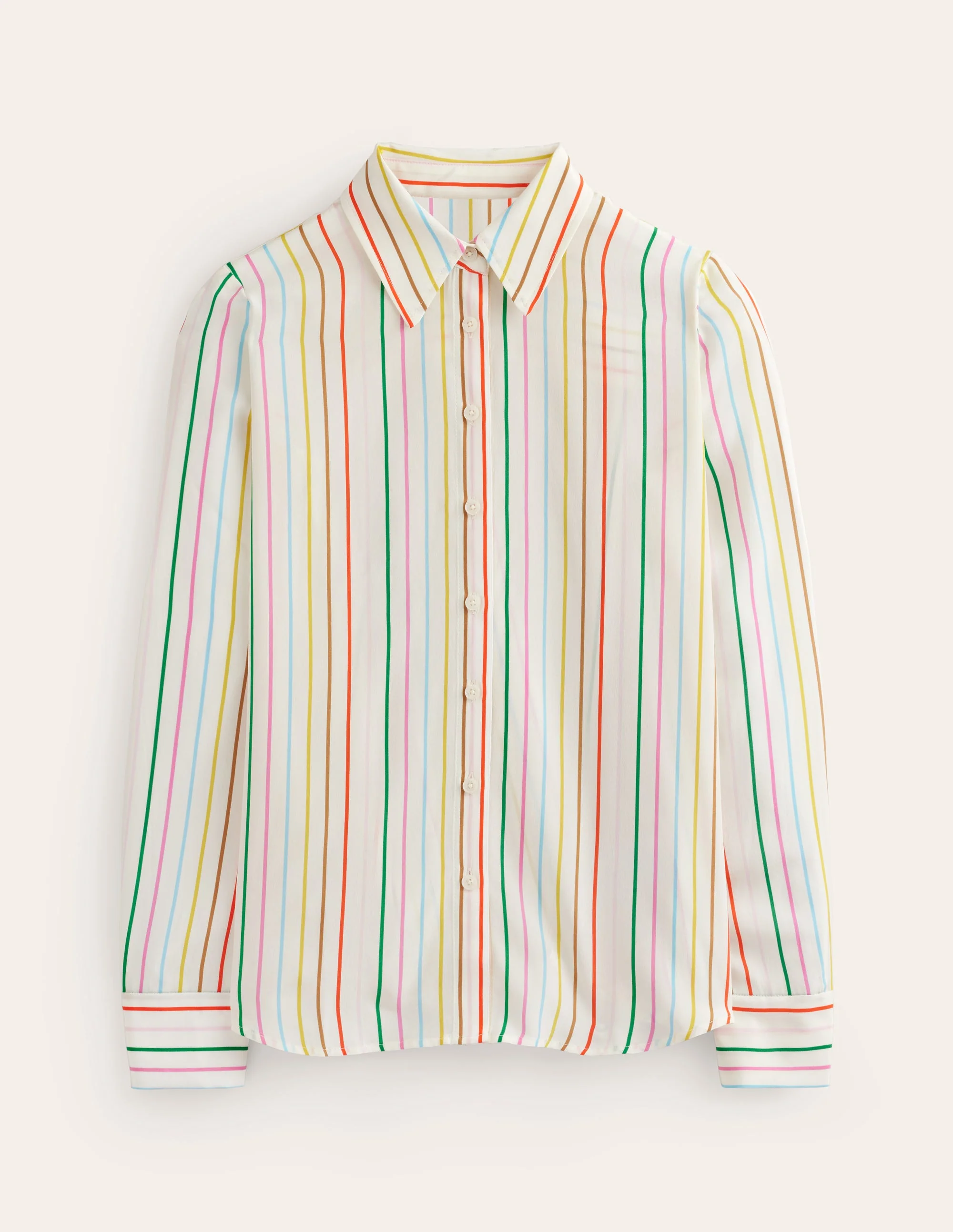 Sienna Silk Shirt-Ivory, Multi Stripe - Image 5