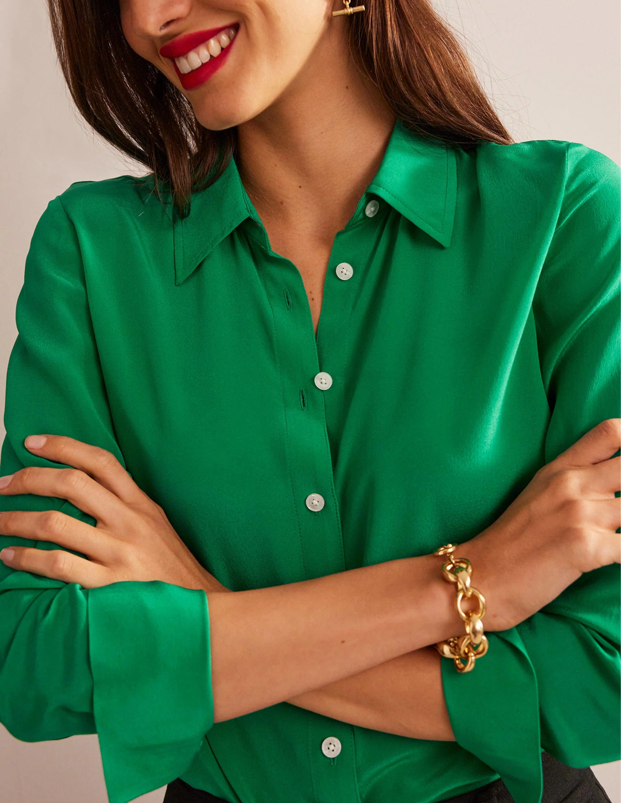 Sienna Silk Shirt-Meadow Green - Image 2