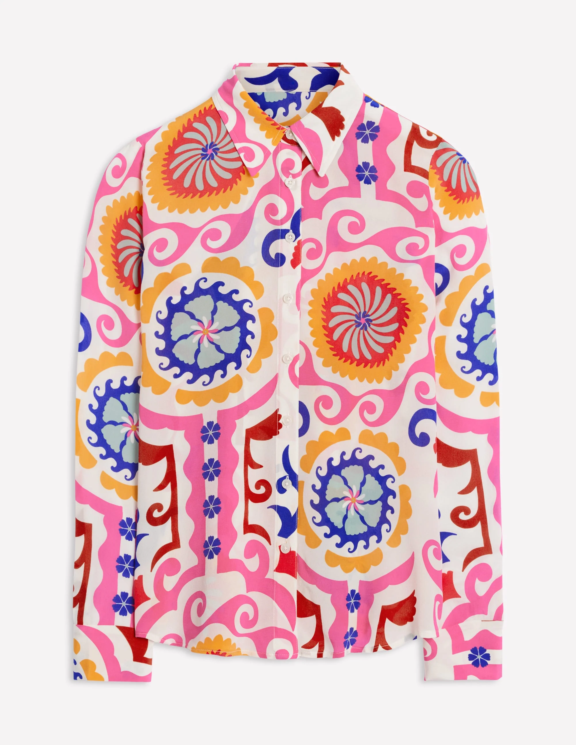 Sienna Silk Shirt-Multi, Ornamental Wave - Image 6