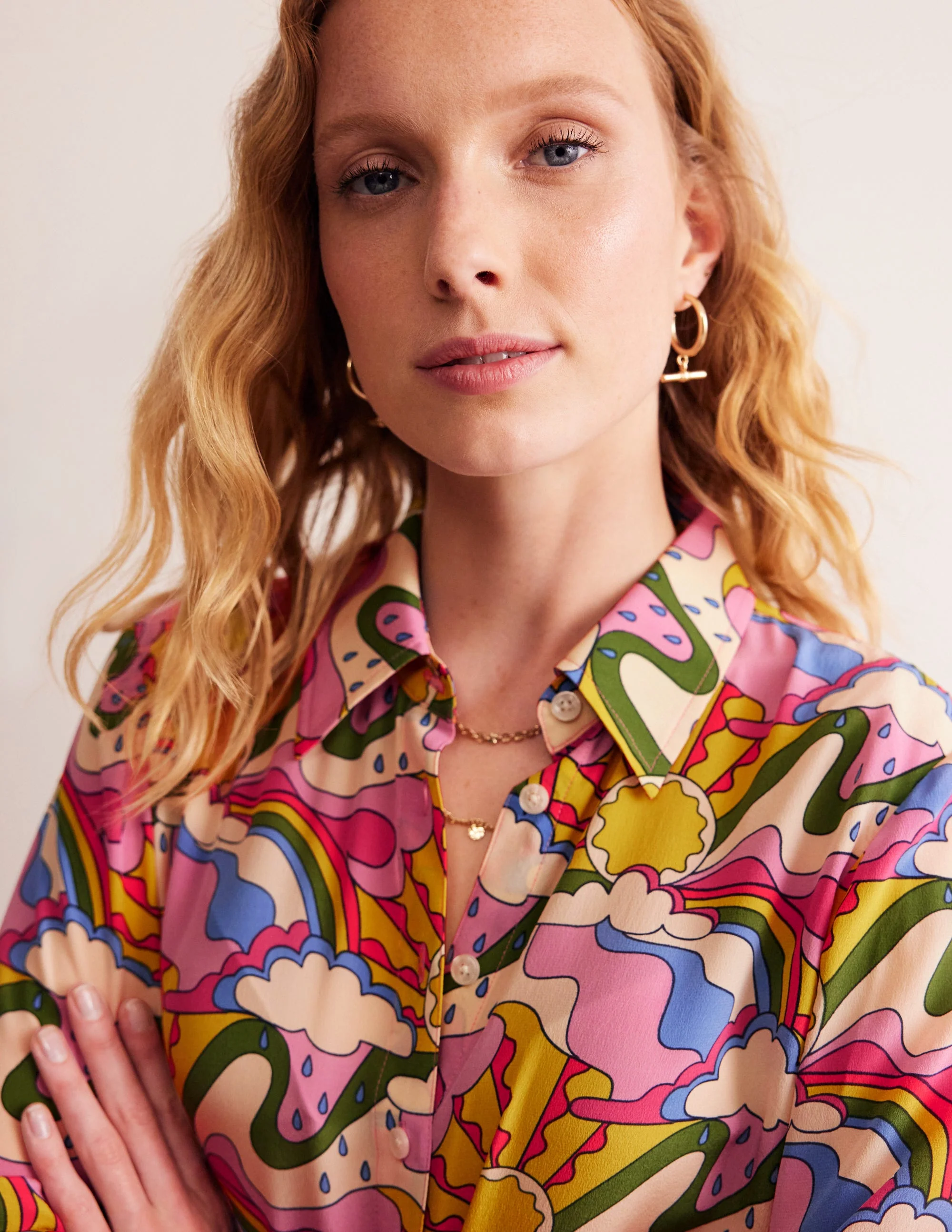 Sienna Silk Shirt-Multi, Sunshine - Image 2