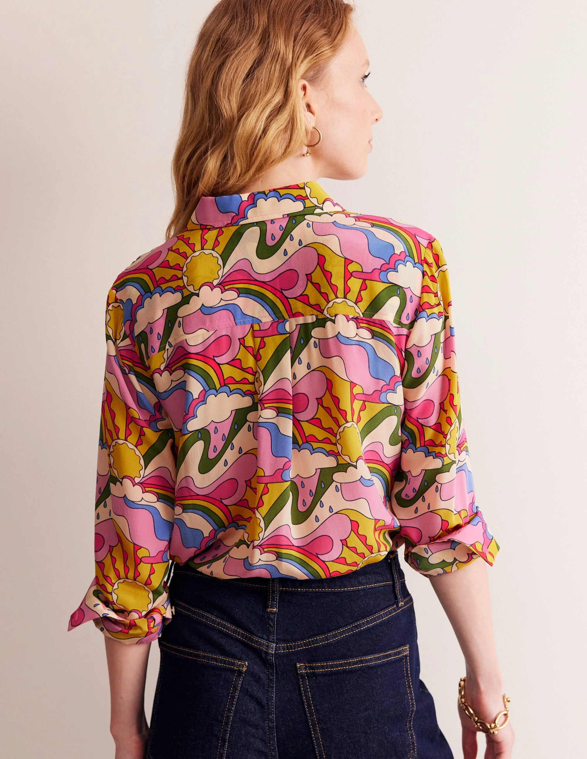 Sienna Silk Shirt-Multi, Sunshine - Image 3