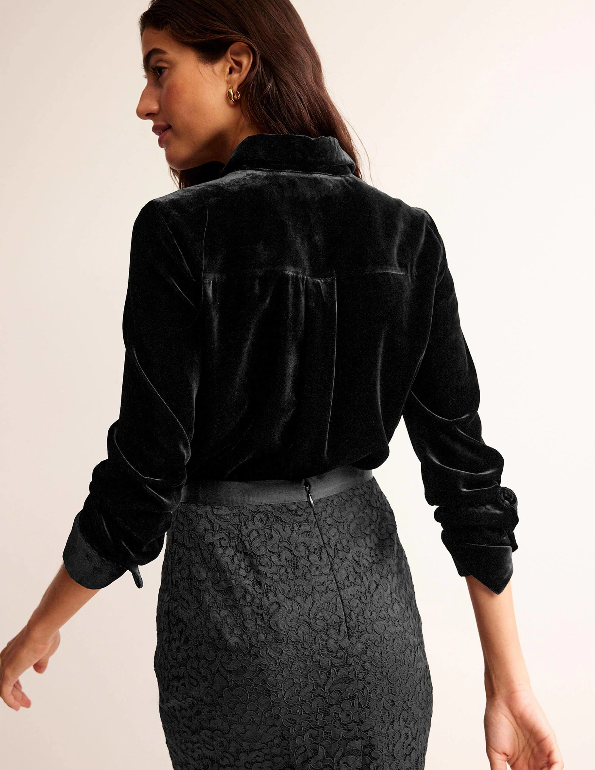 Sienna Velvet Shirt-Black - Image 3