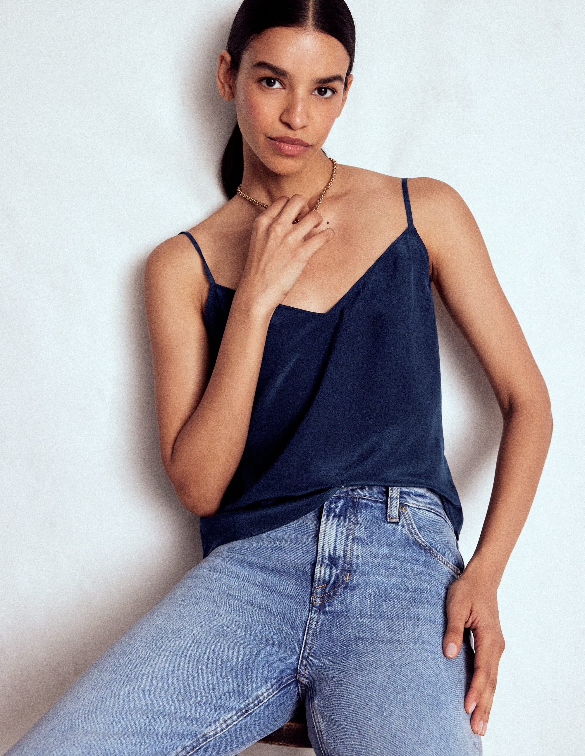 Silk Cami-Navy