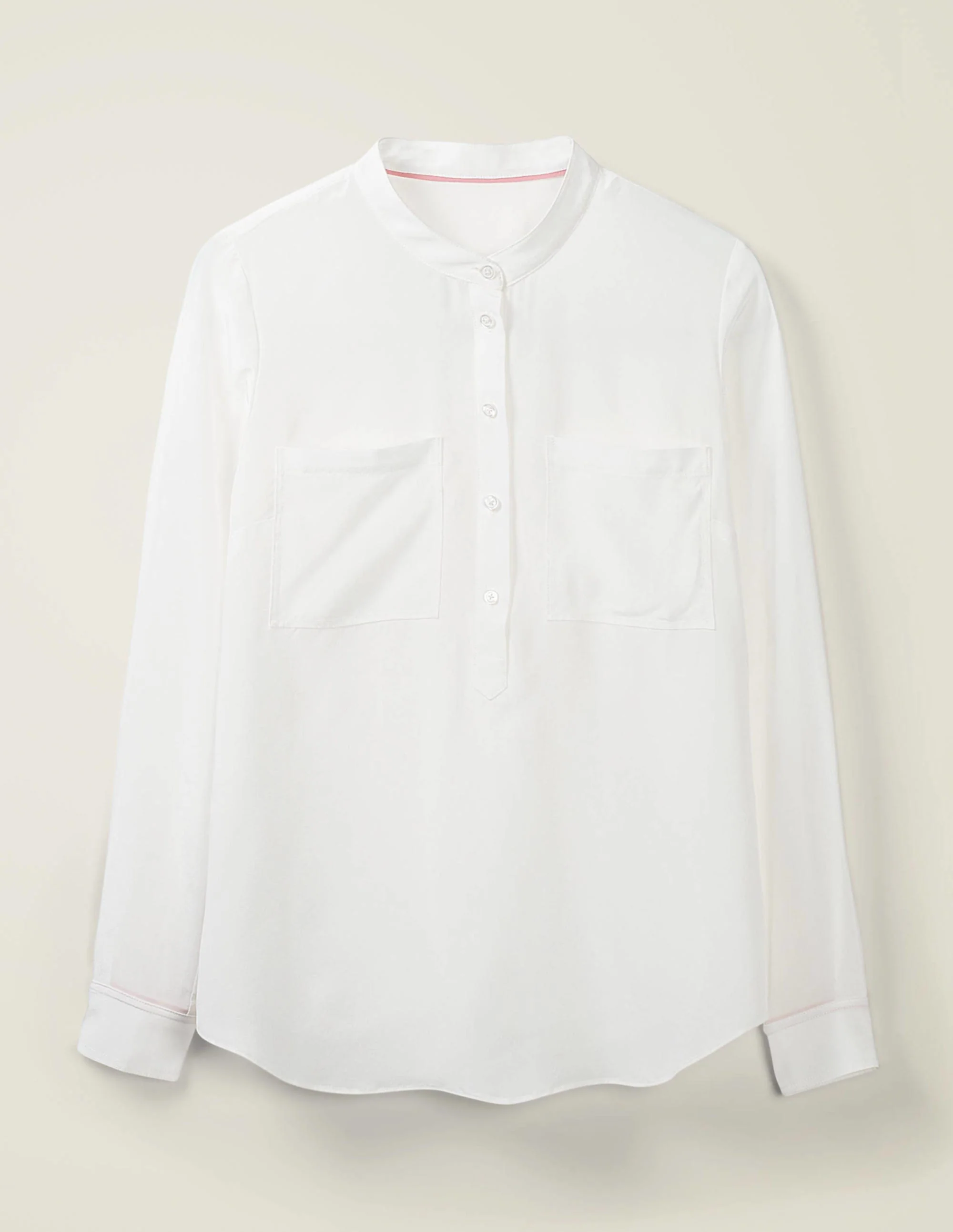 Silk Collarless Blouse-Ivory - Image 7