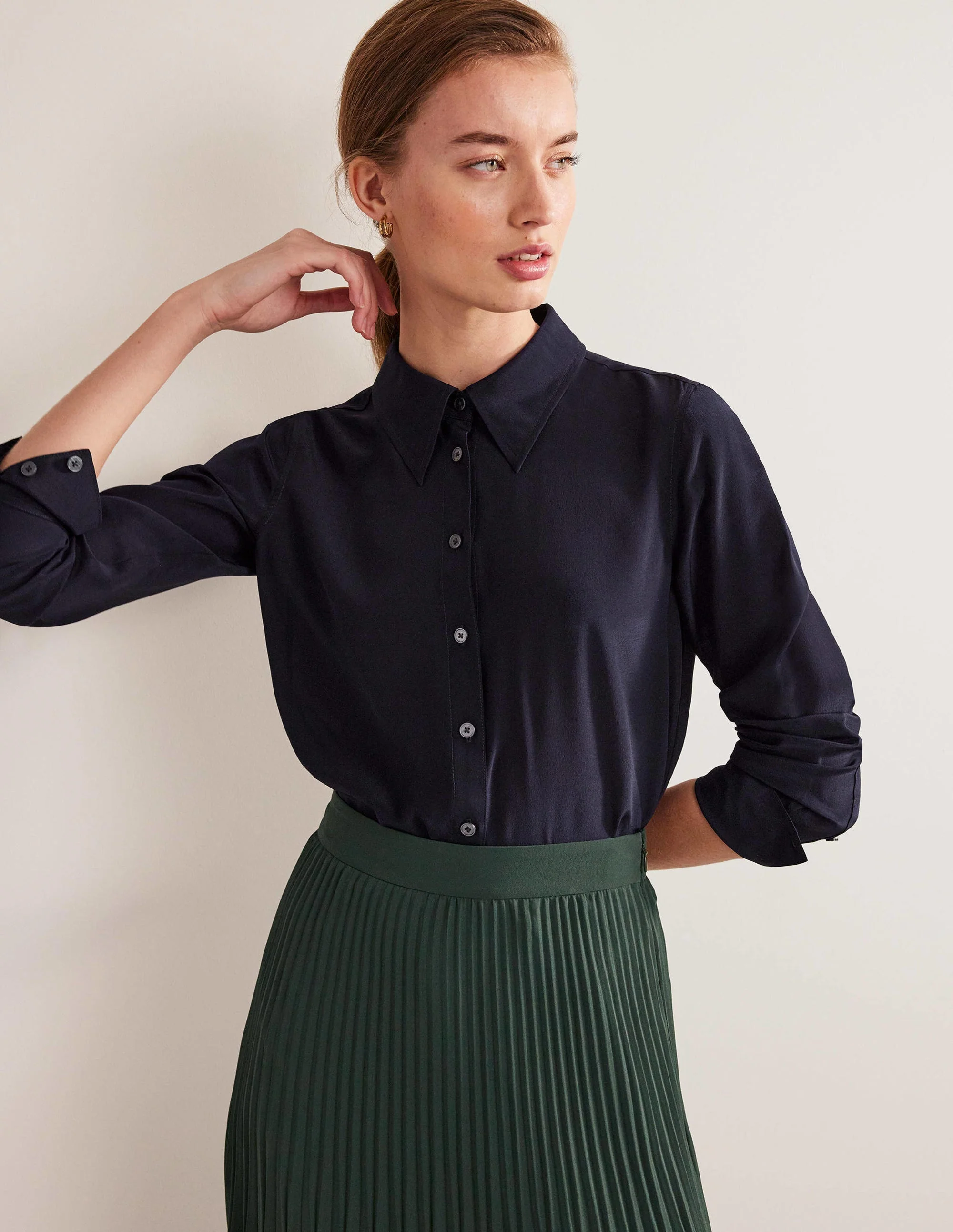 Silk Shirt-Navy