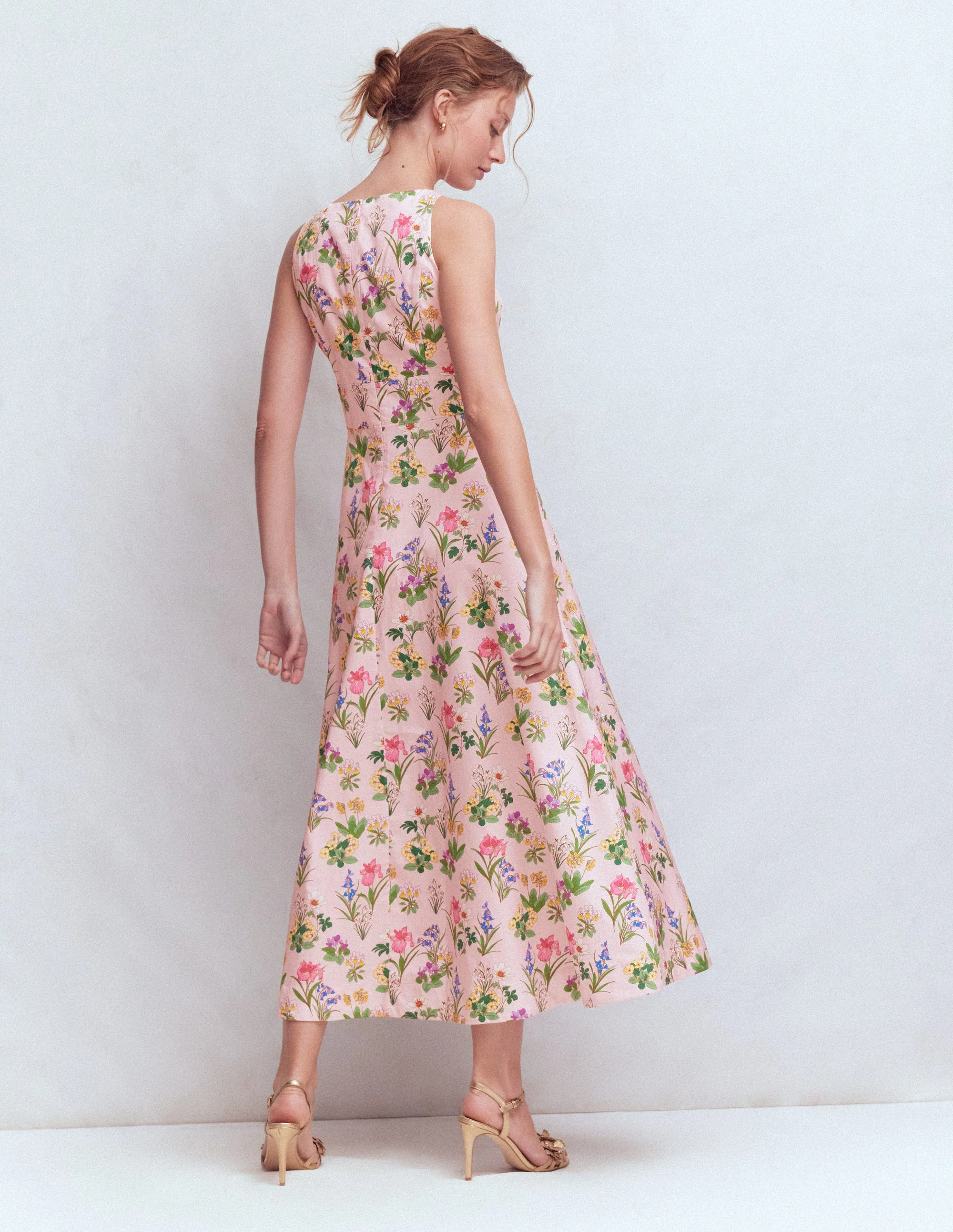 Silvia Boned Bodice Maxi Dress-French Pink, Delicate Blossom - Image 3