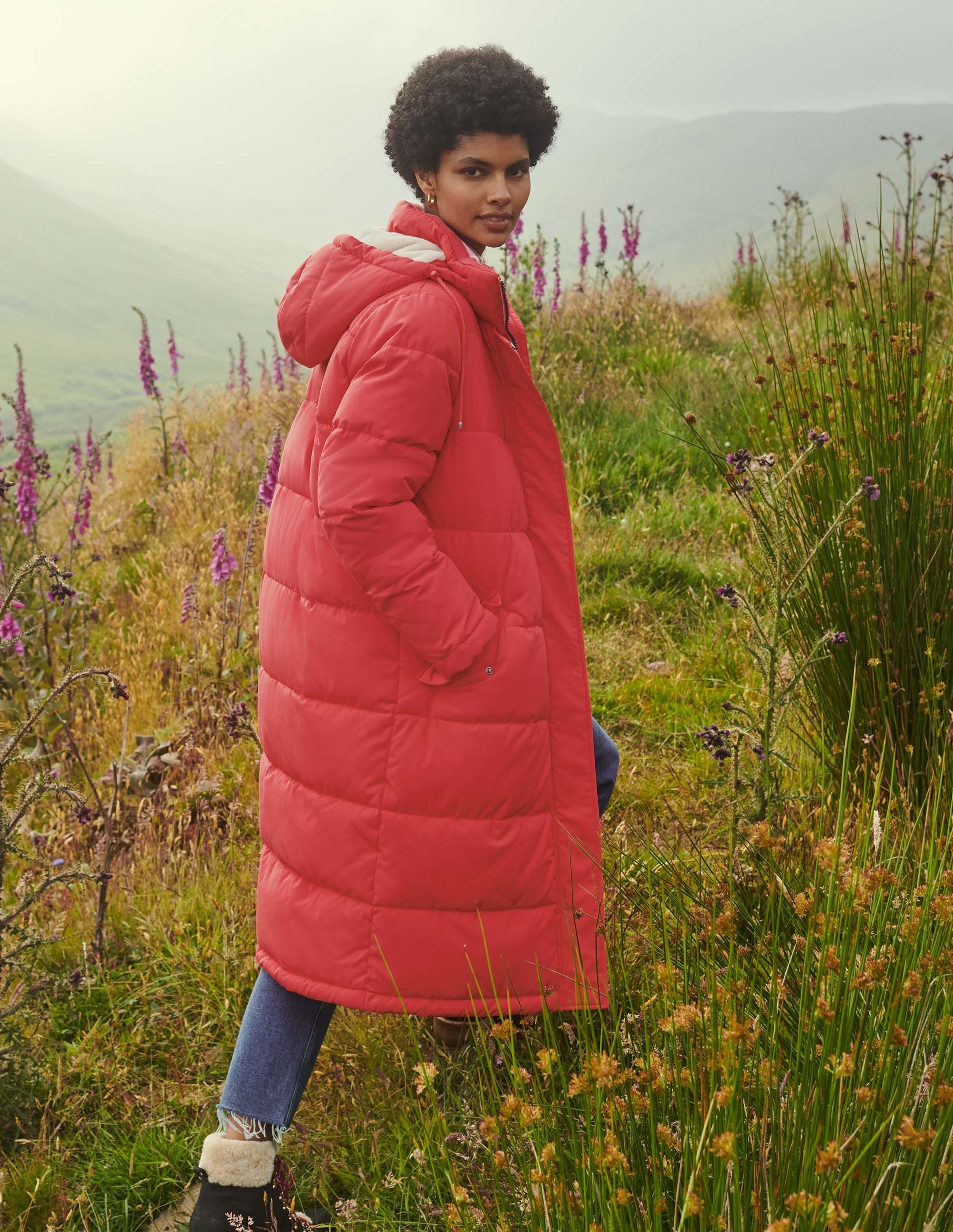 Skye Puffer Coat-Bright Coral - Image 5