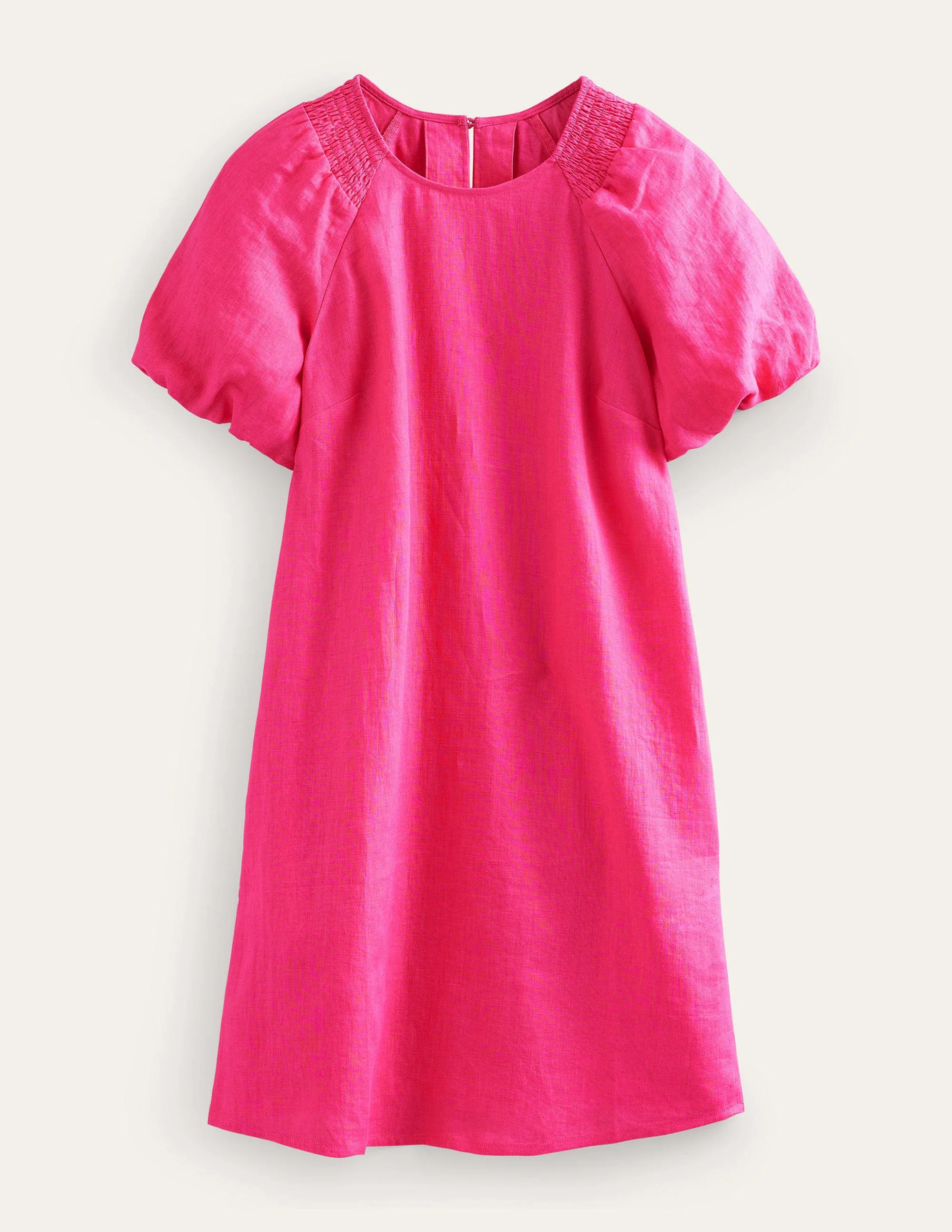 Sleeve Detail Linen Mini Dress-Festival Pink - Image 6