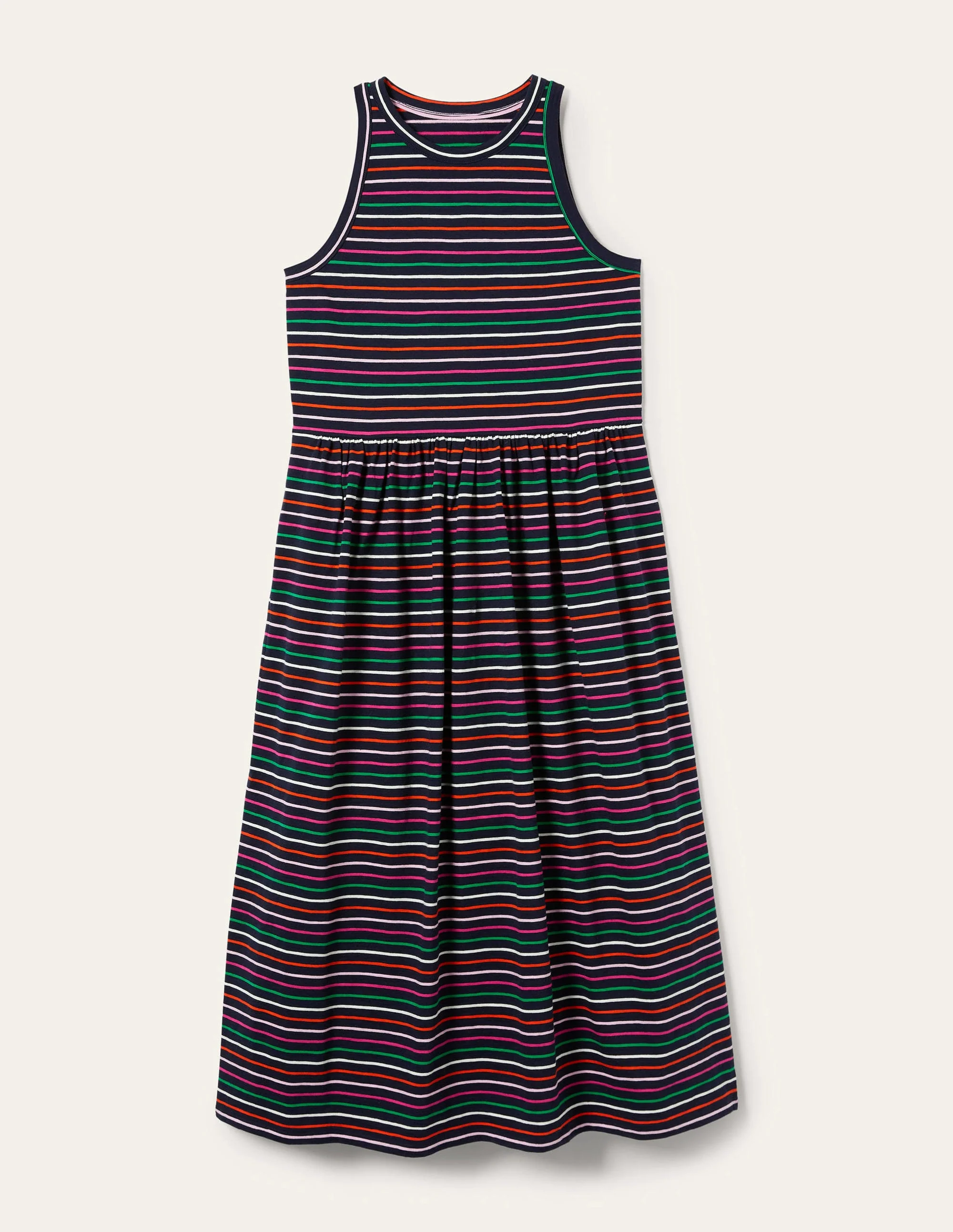 Sleeveless Jersey Midi Dress-Navy Multi Stripe - Image 11