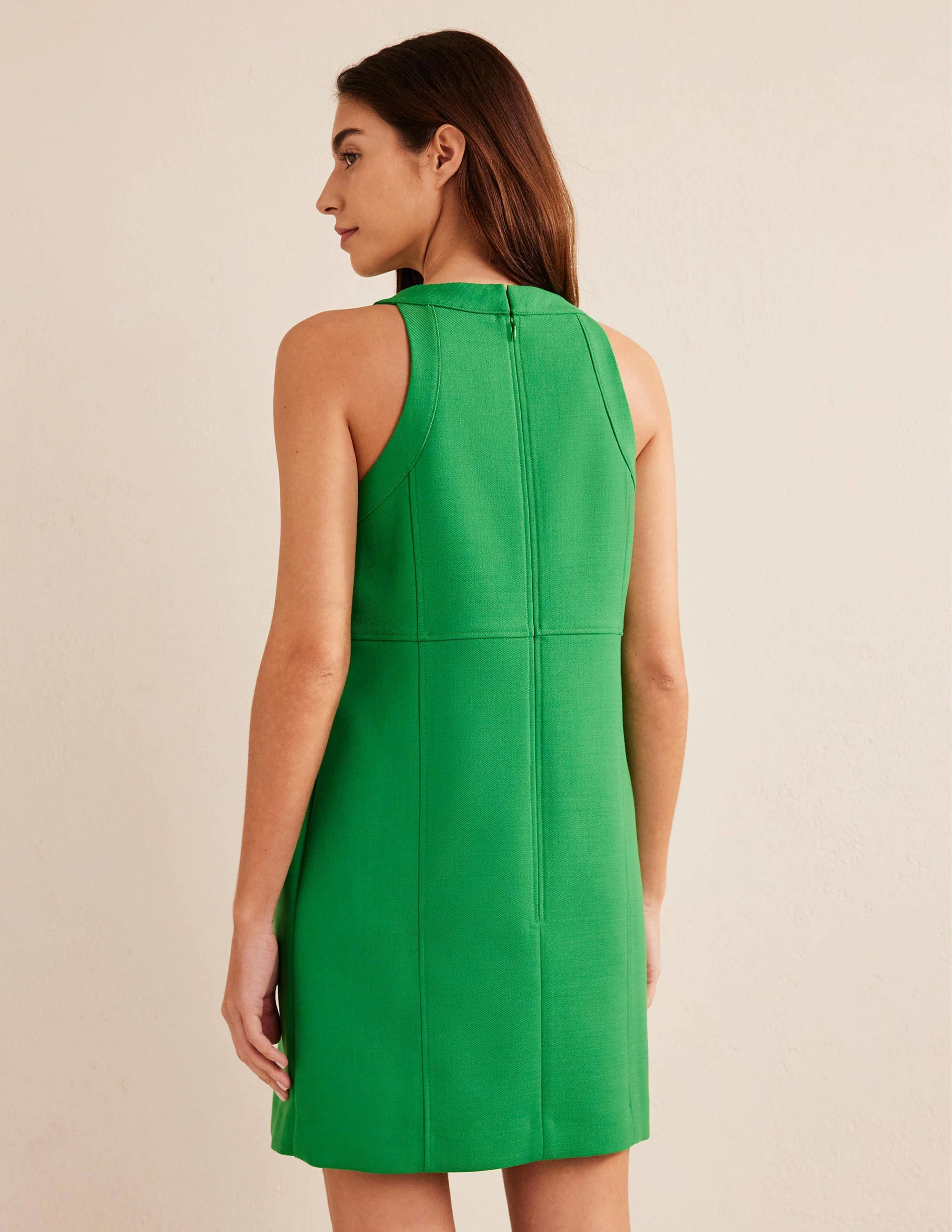 Sleeveless Mini Shift Dress-Green Bee - Image 3
