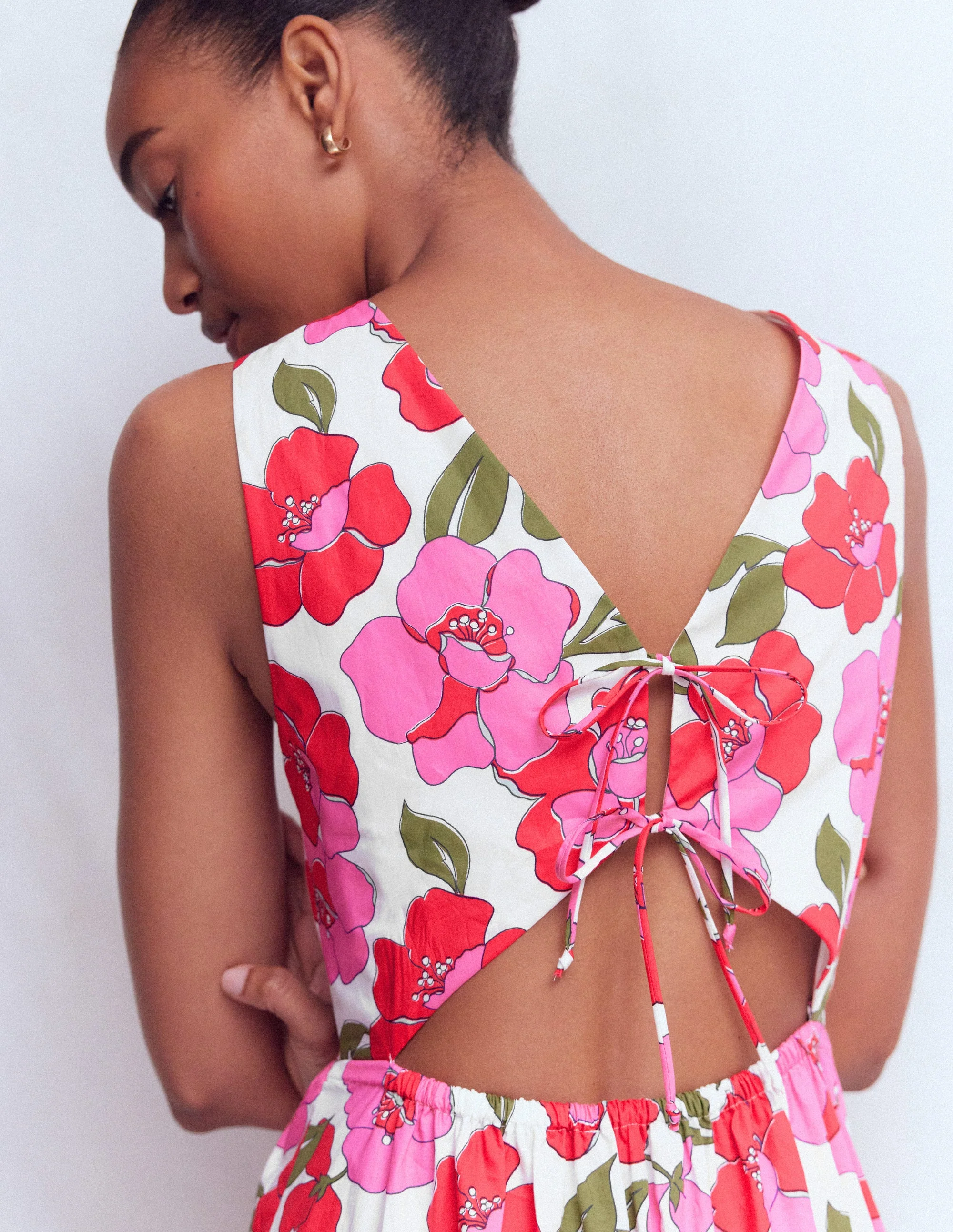 Sleeveless Poplin Dress-Pink Radiant Bloom - Image 4