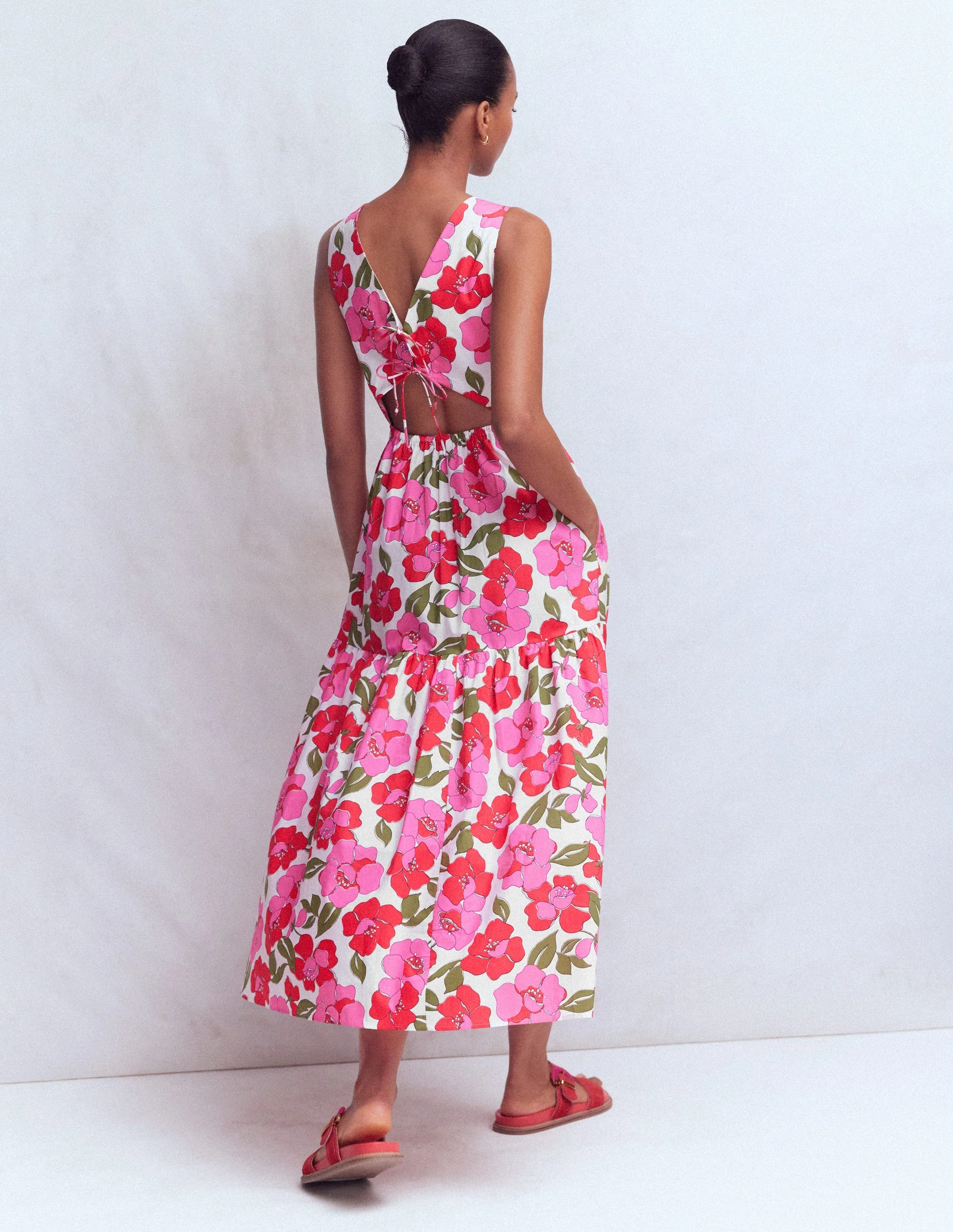 Sleeveless Poplin Dress-Pink Radiant Bloom - Image 5