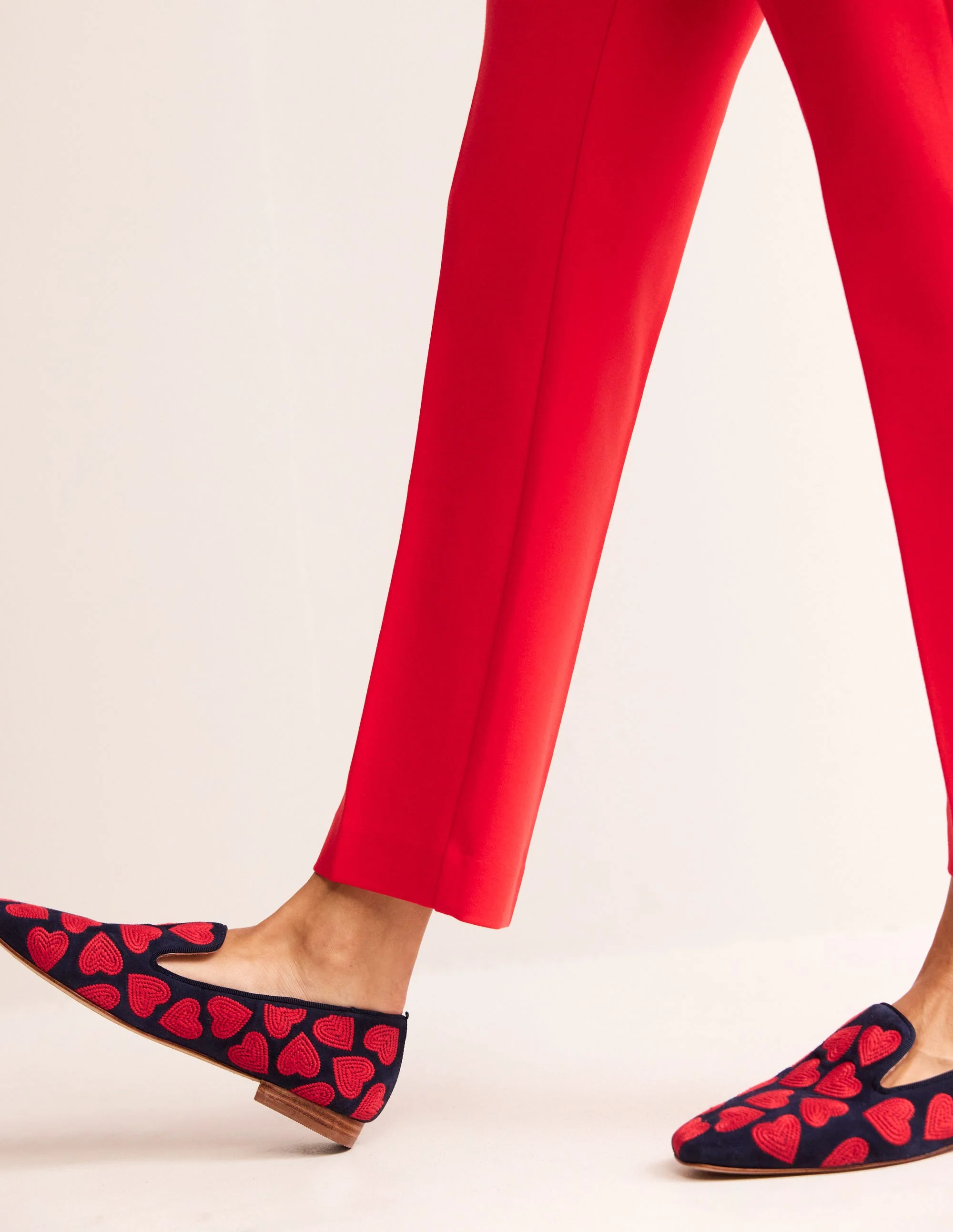 Slipper Cut Loafers-Navy, Red Heart